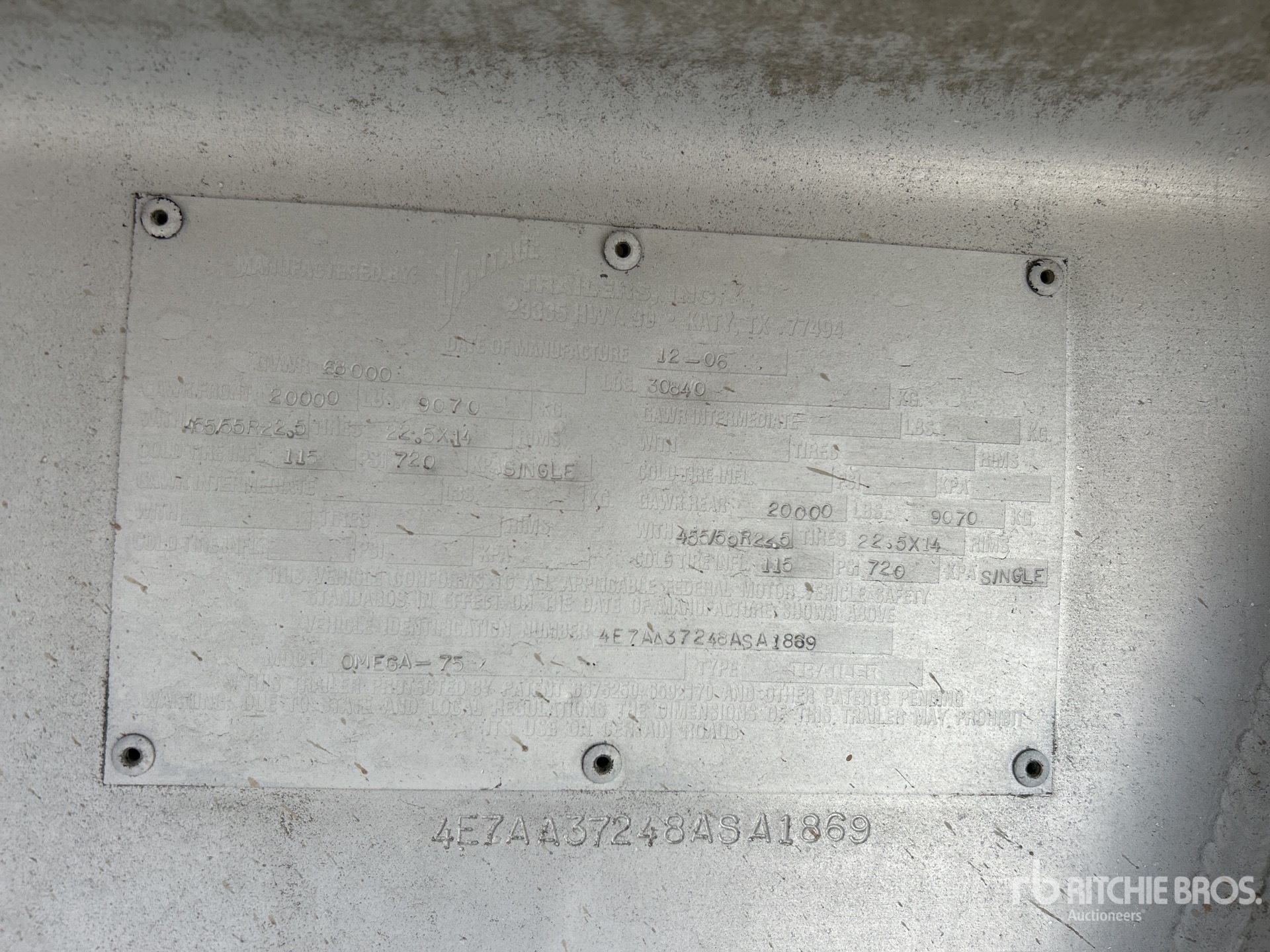 General Appearance with Serial Number / VIN