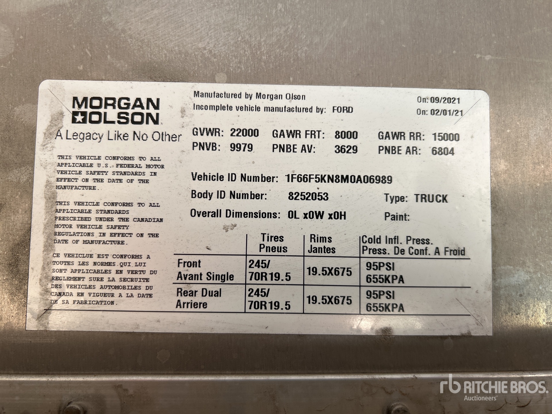 General Appearance with Serial Number / VIN