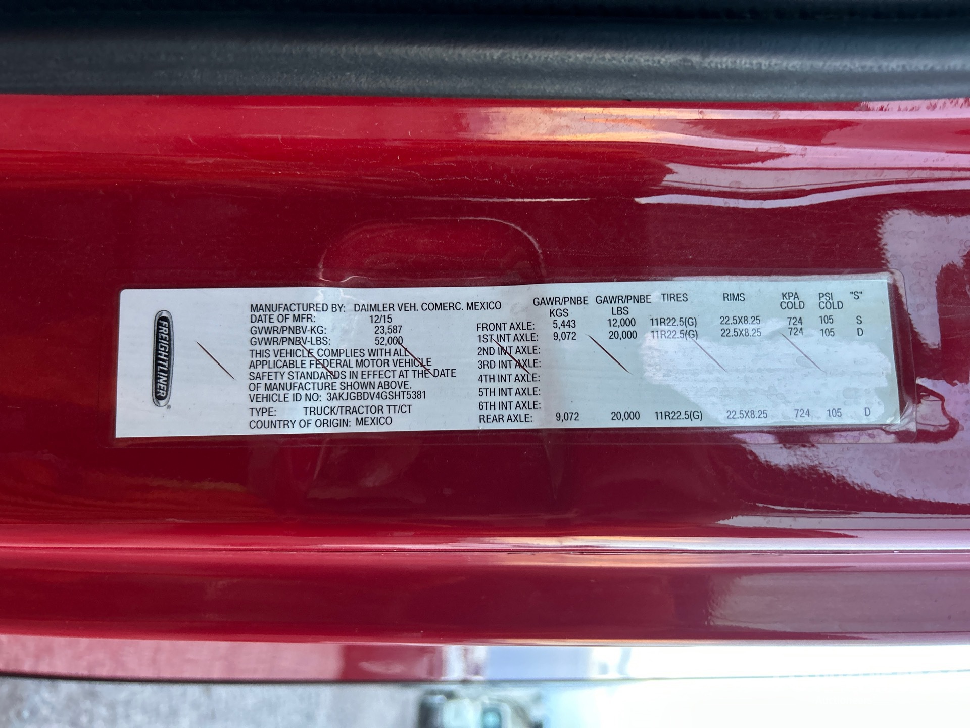 General Appearance with Serial Number / VIN