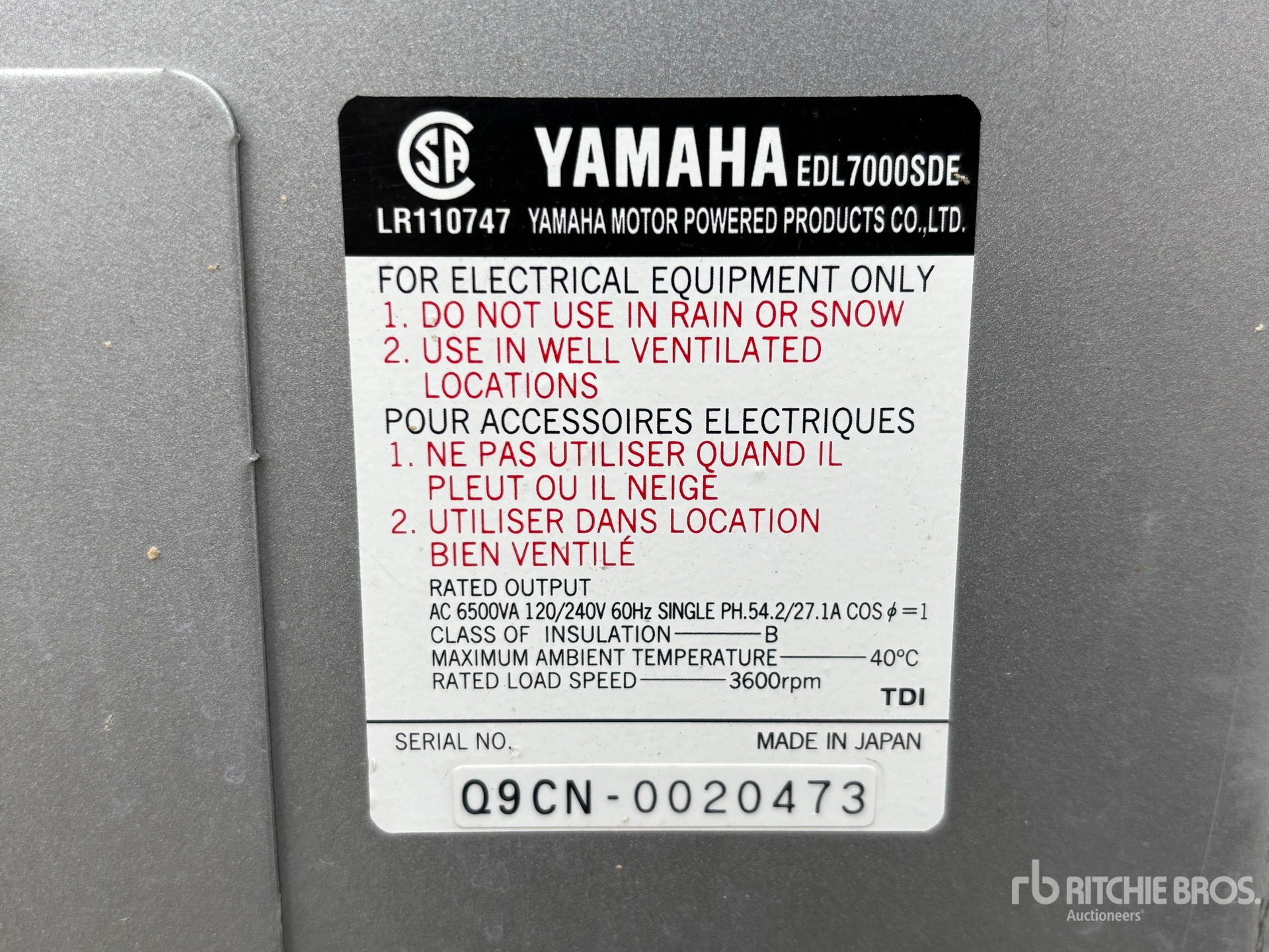 General Appearance with Serial Number / VIN