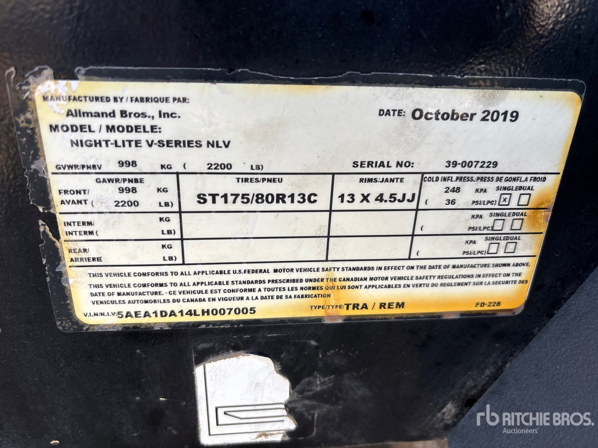 General Appearance with Serial Number / VIN