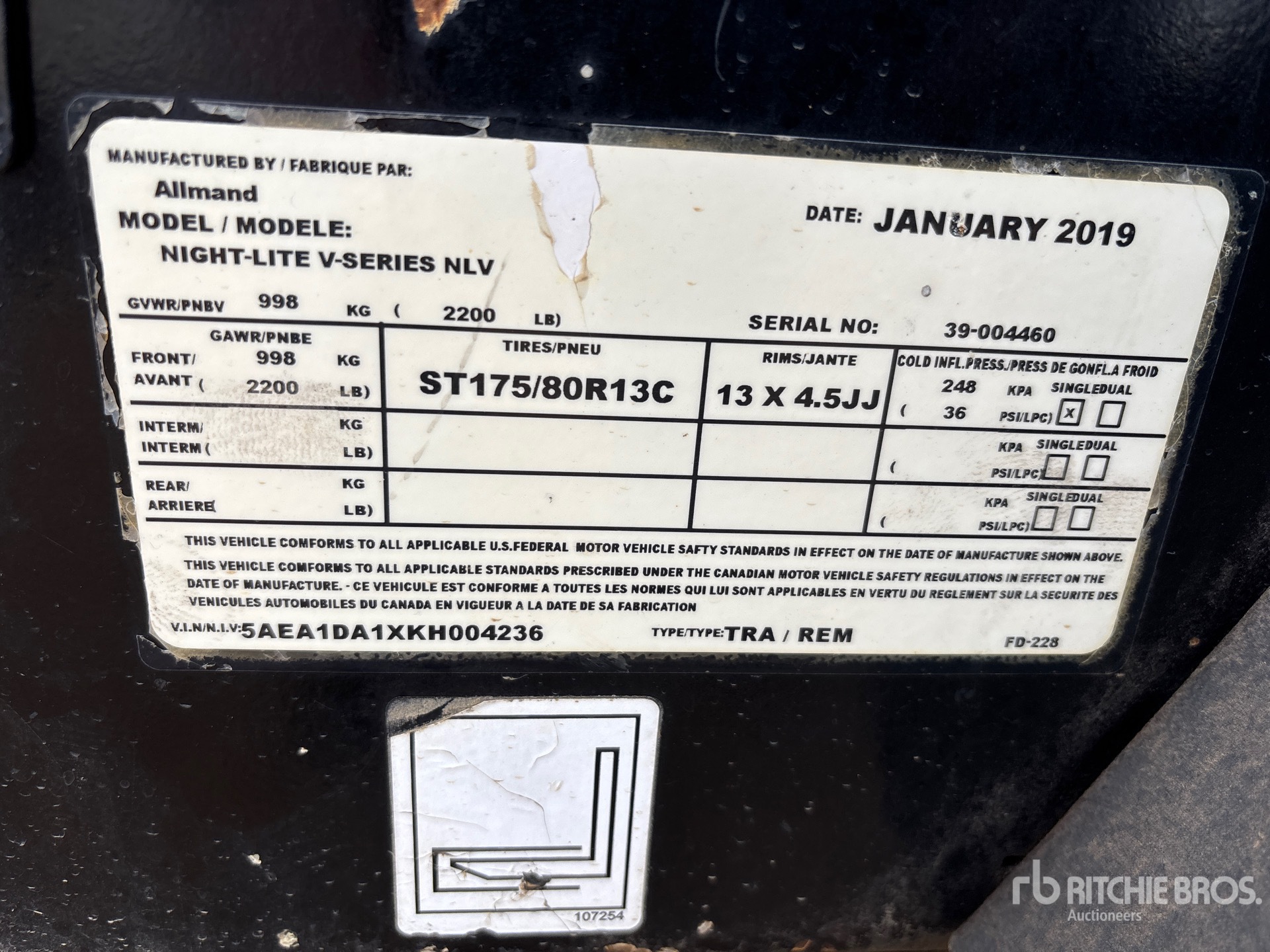 General Appearance with Serial Number / VIN