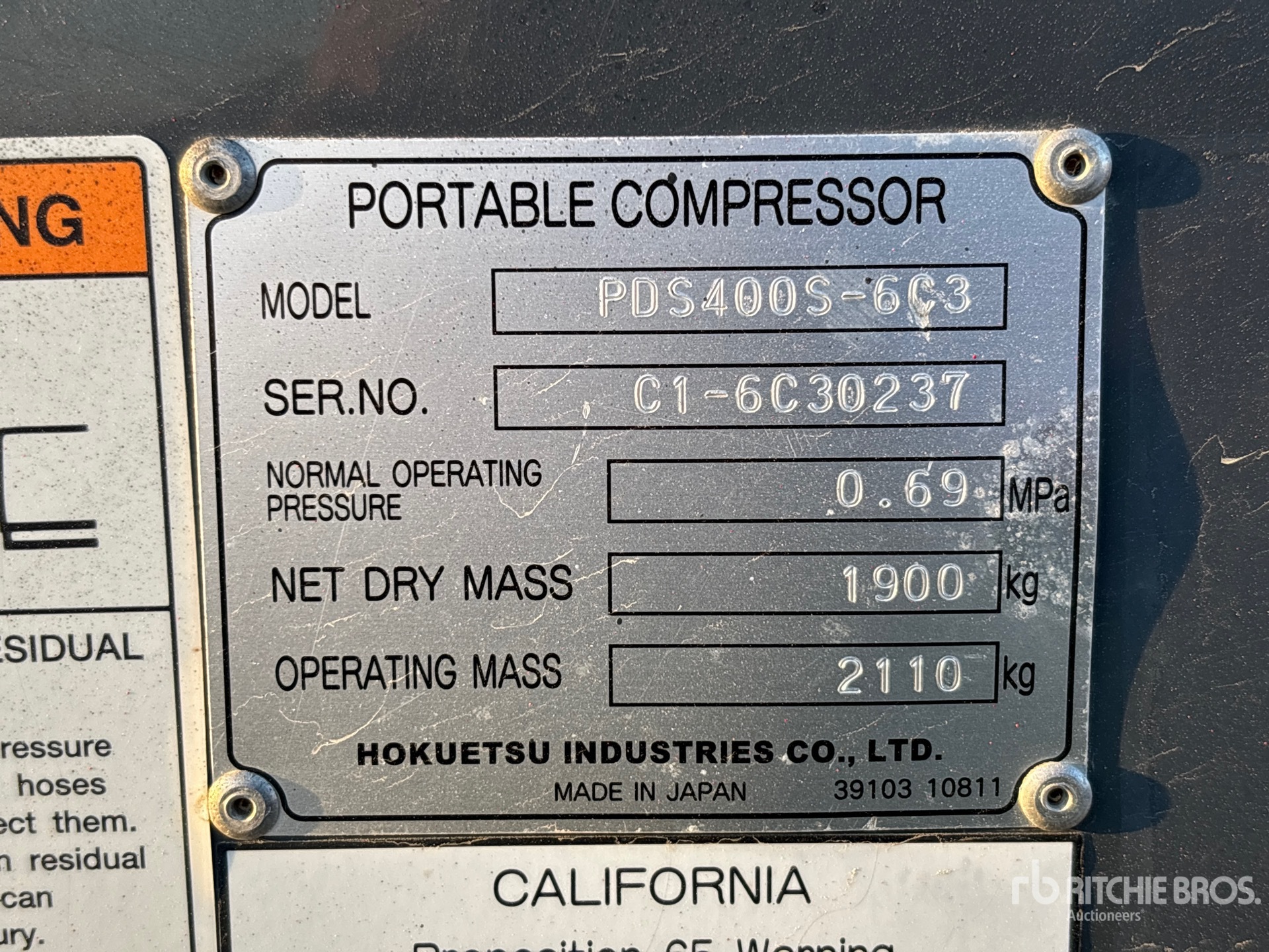 General Appearance with Unit Serial Number