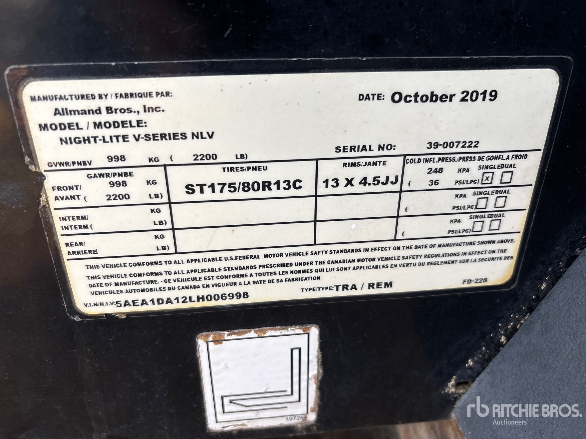 General Appearance with Serial Number / VIN