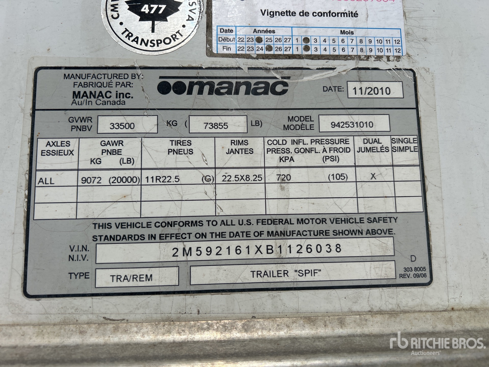General Appearance with Serial Number / VIN