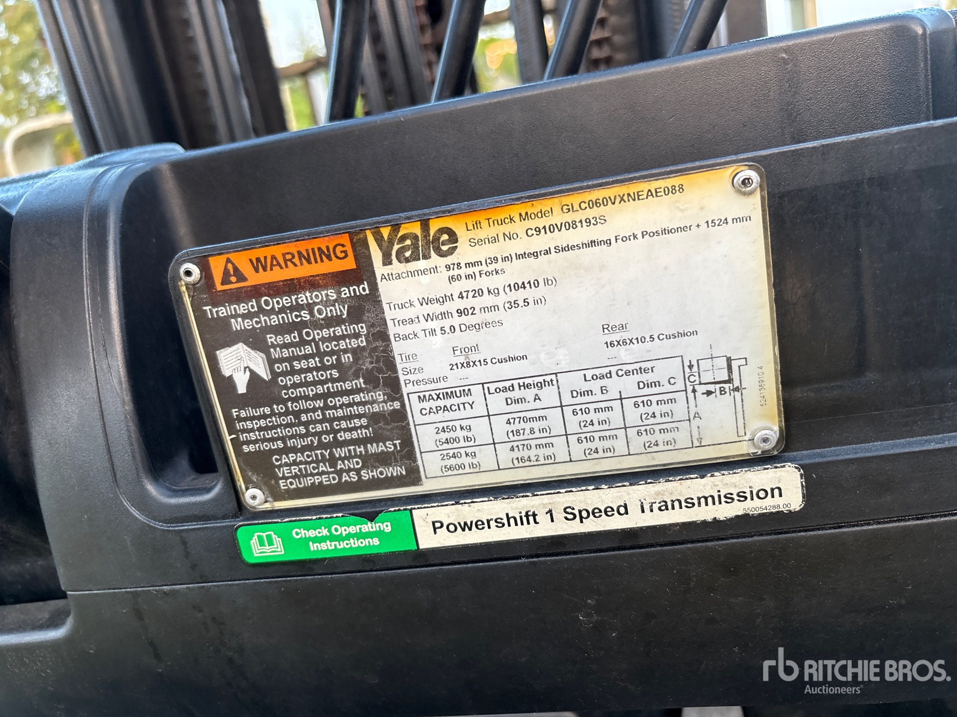 General Appearance with Serial Number / VIN