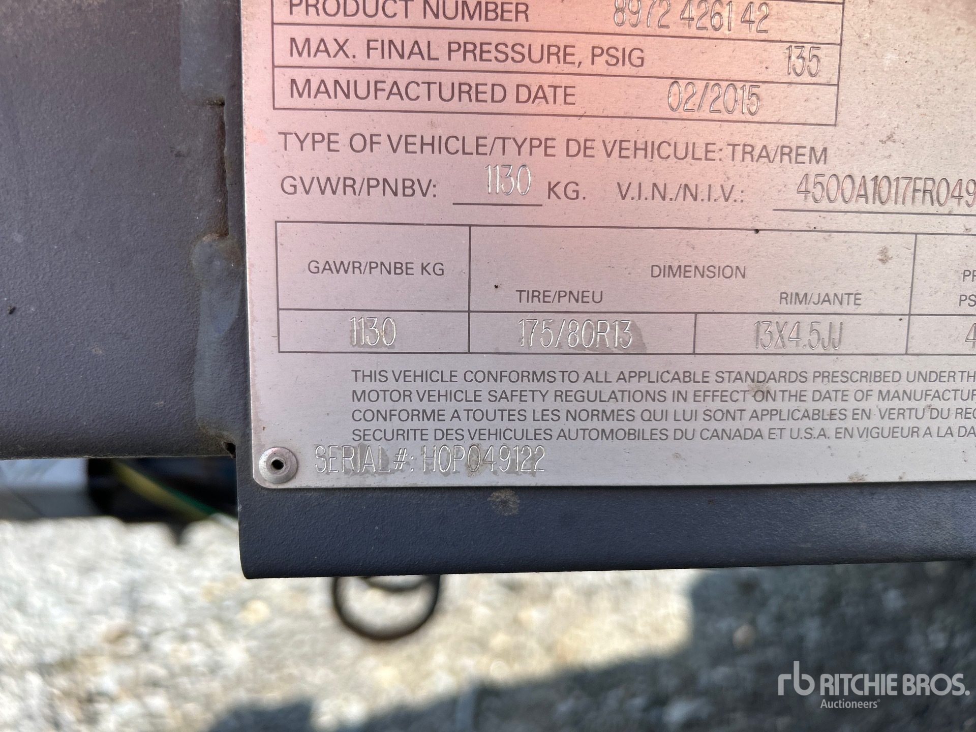 General Appearance with Serial Number / VIN