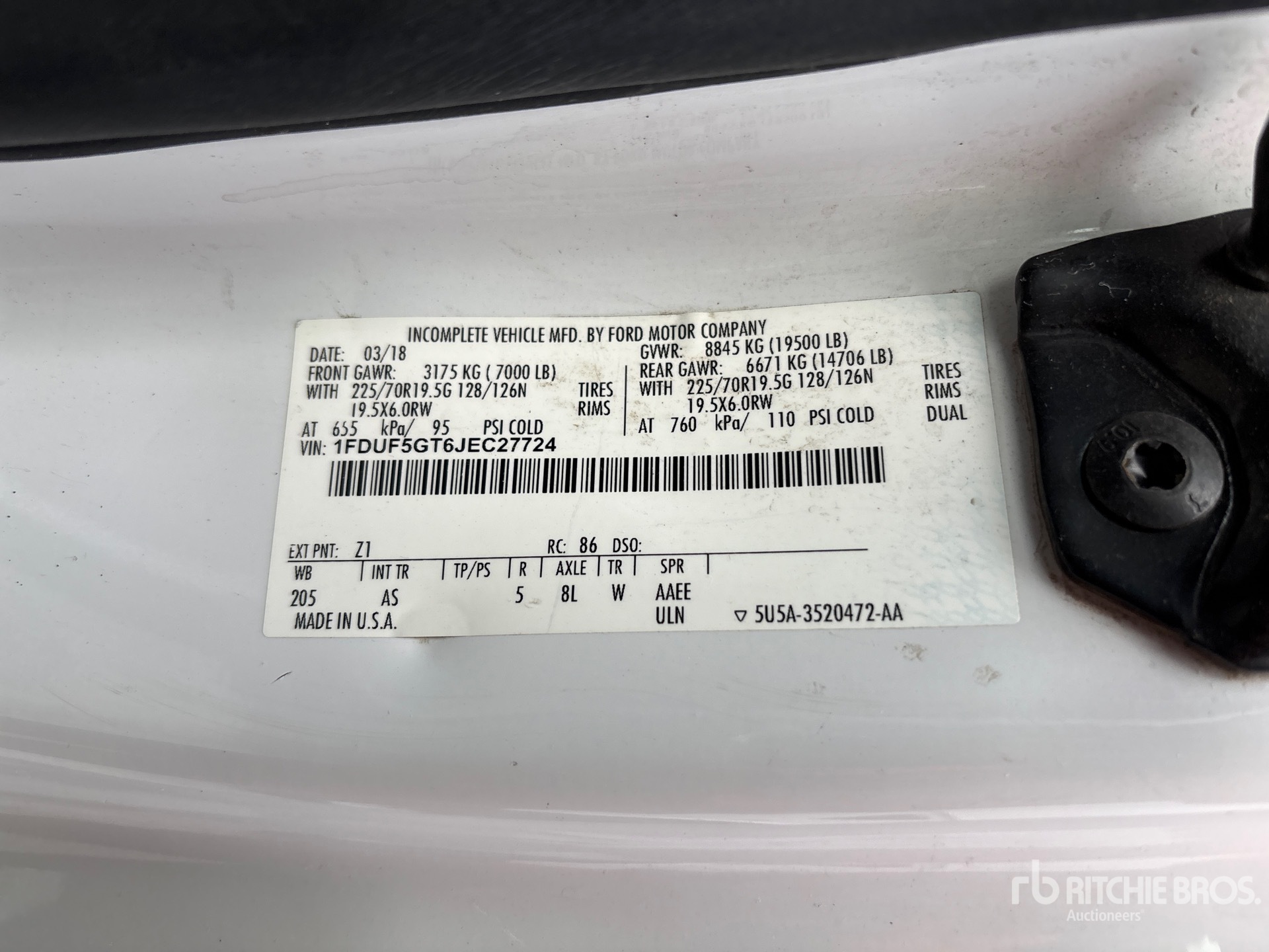 General Appearance with Serial Number / VIN