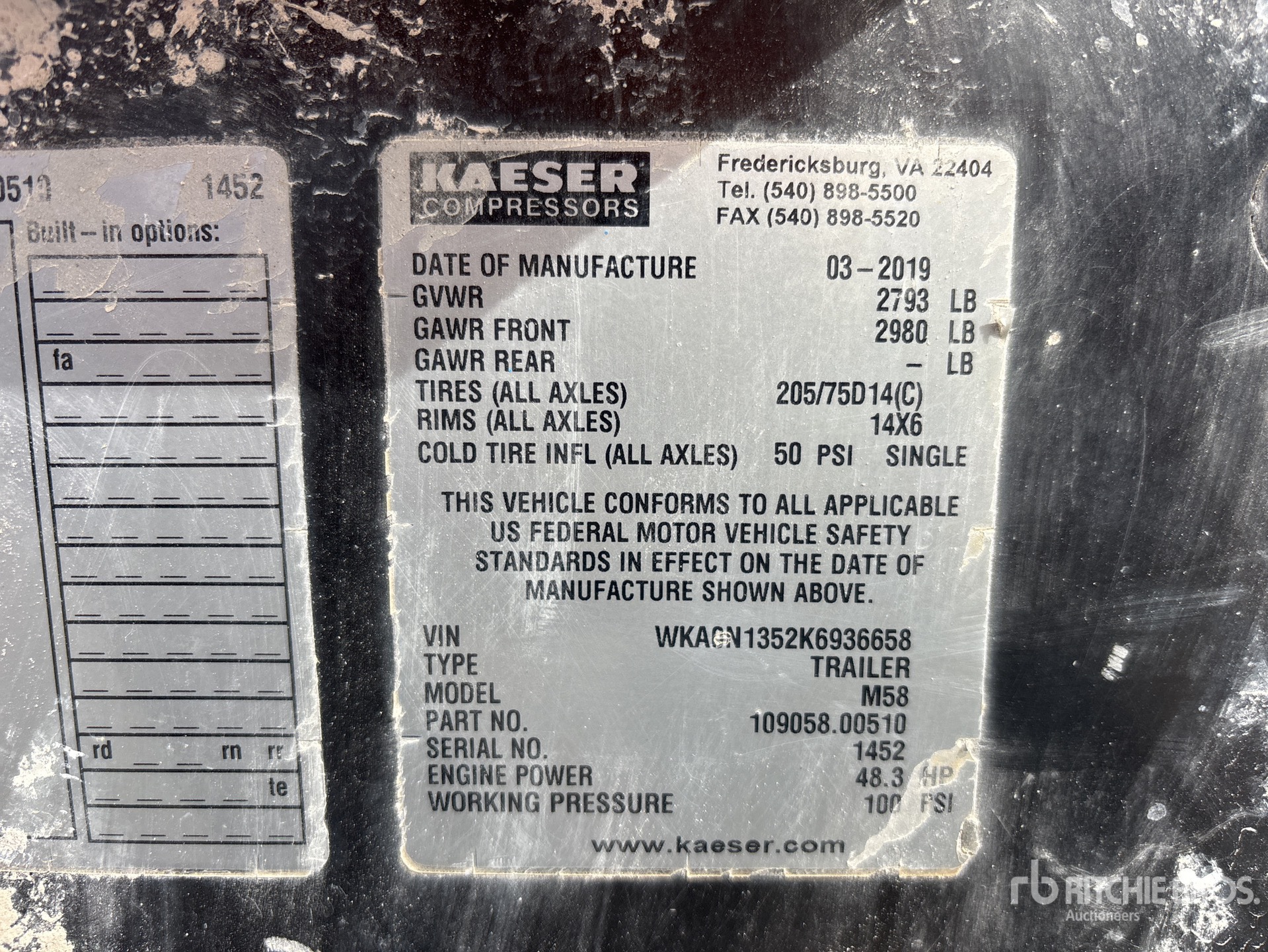 General Appearance with Serial Number / VIN