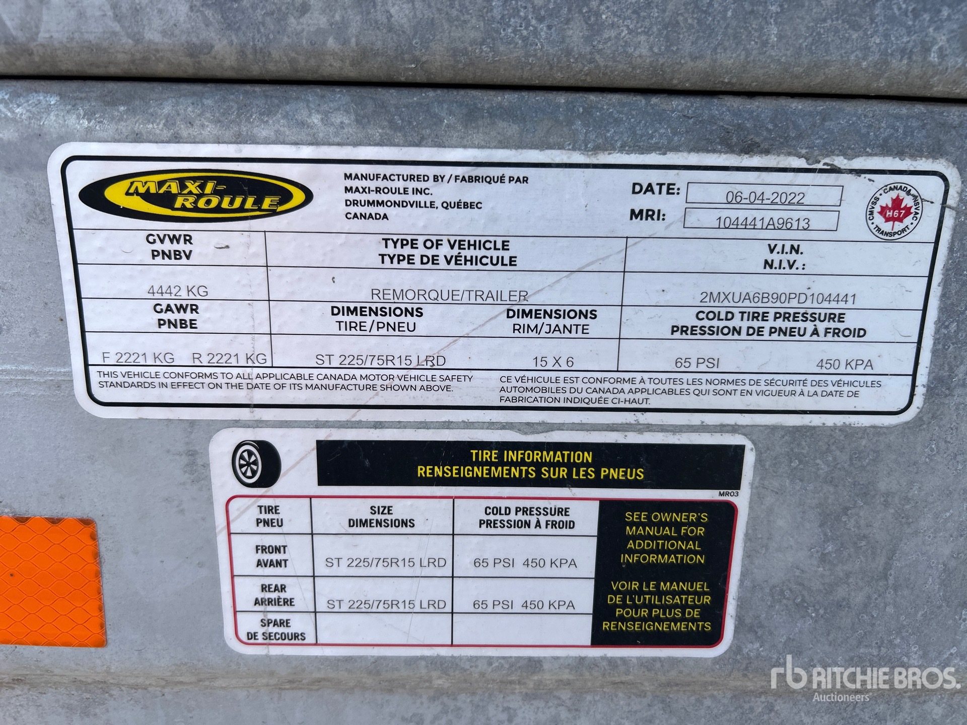 General Appearance with Serial Number / VIN