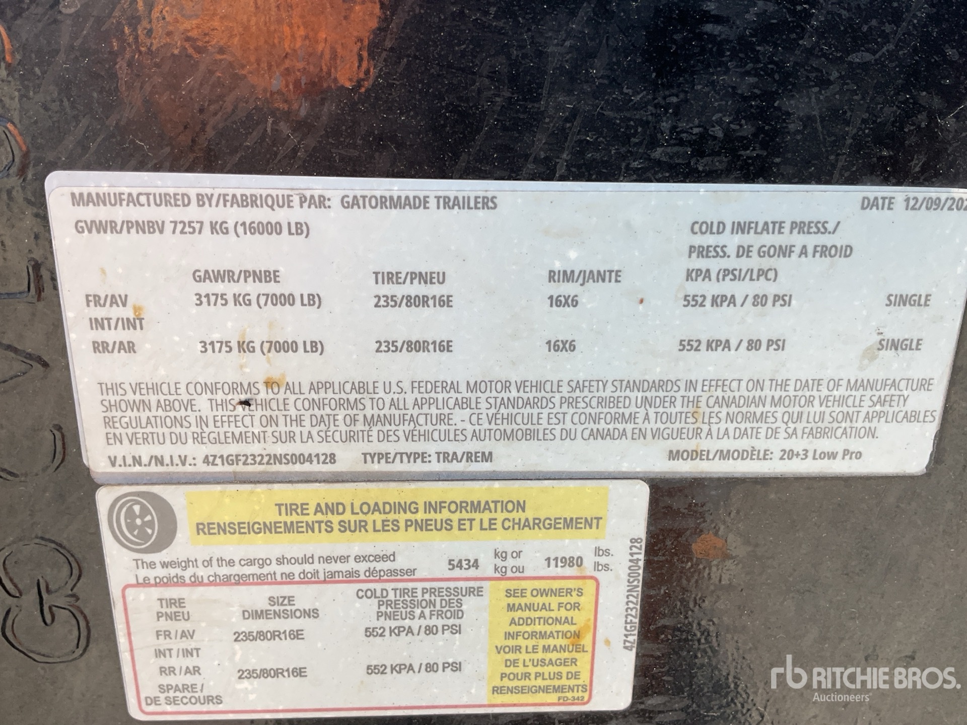 General Appearance with Serial Number / VIN