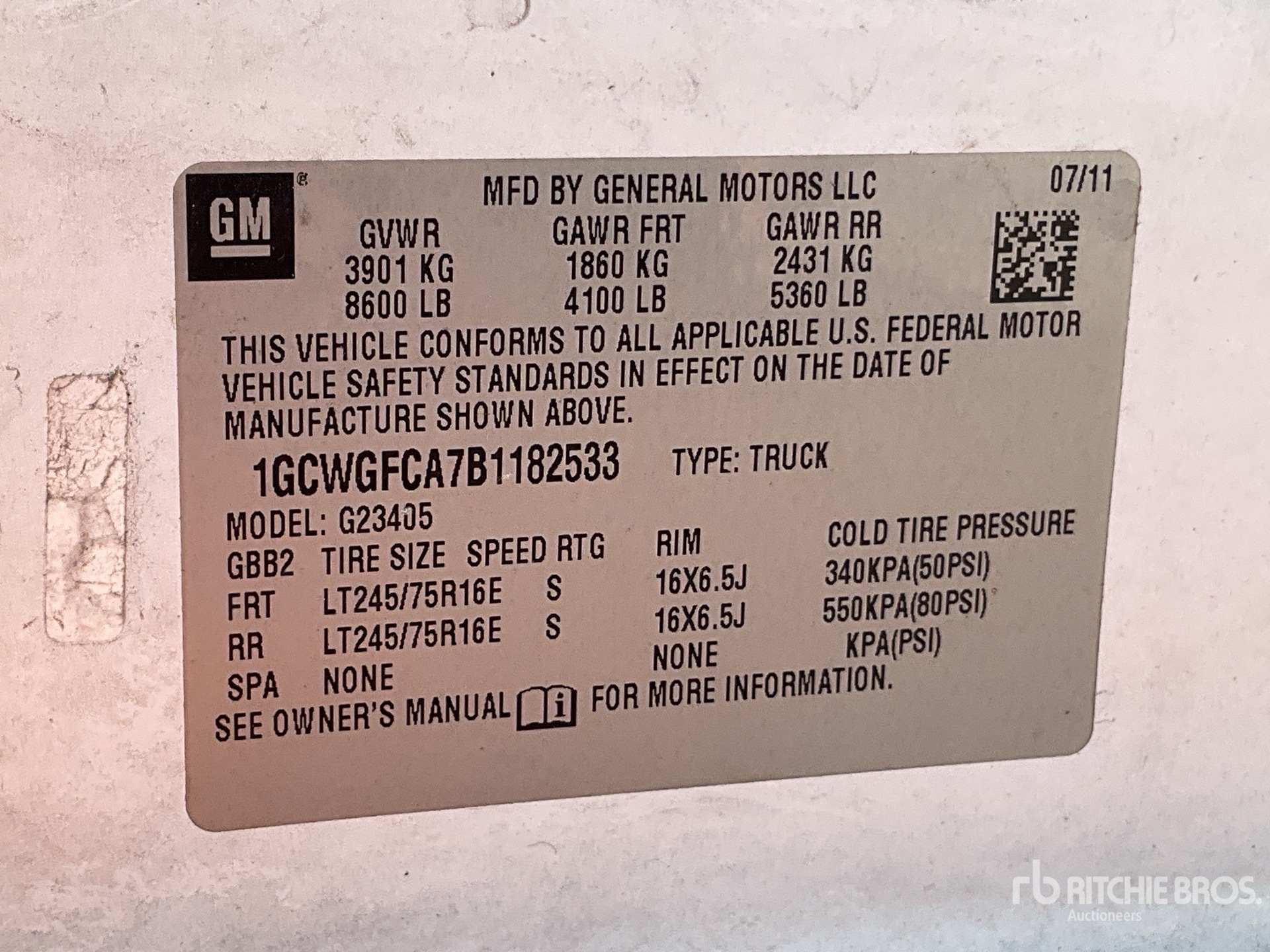 General Appearance with Serial Number / VIN