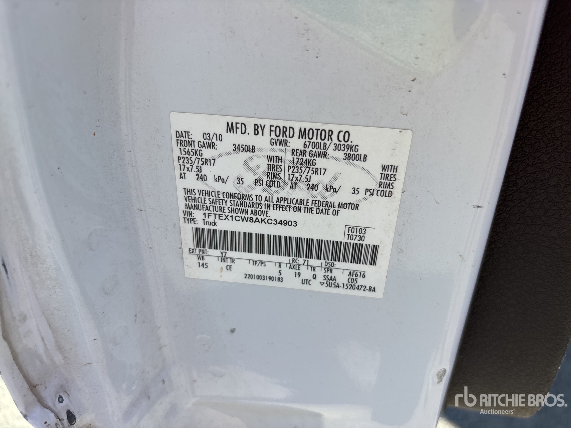 General Appearance with Serial Number / VIN