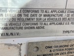 General Appearance with Serial Number / VIN