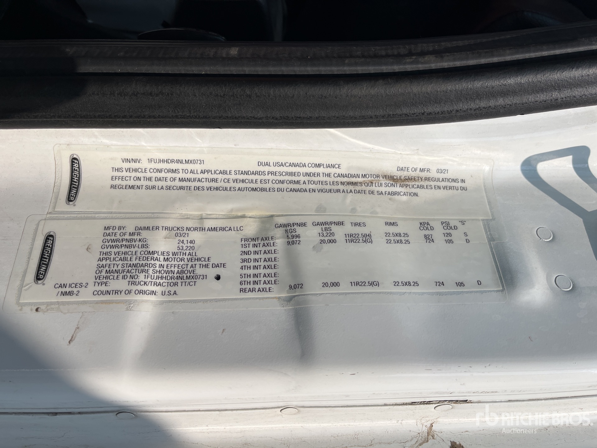 General Appearance with Serial Number / VIN