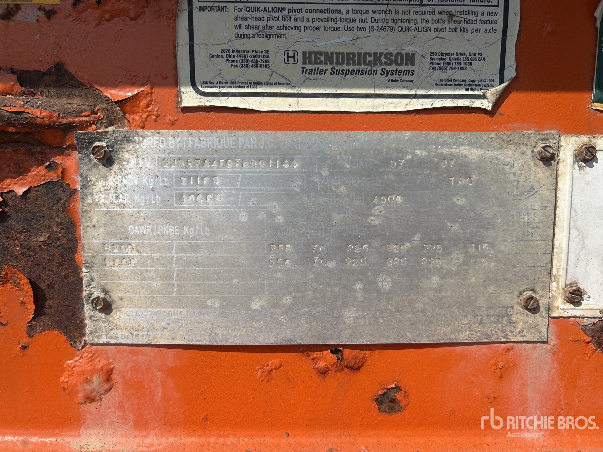 General Appearance with Serial Number / VIN