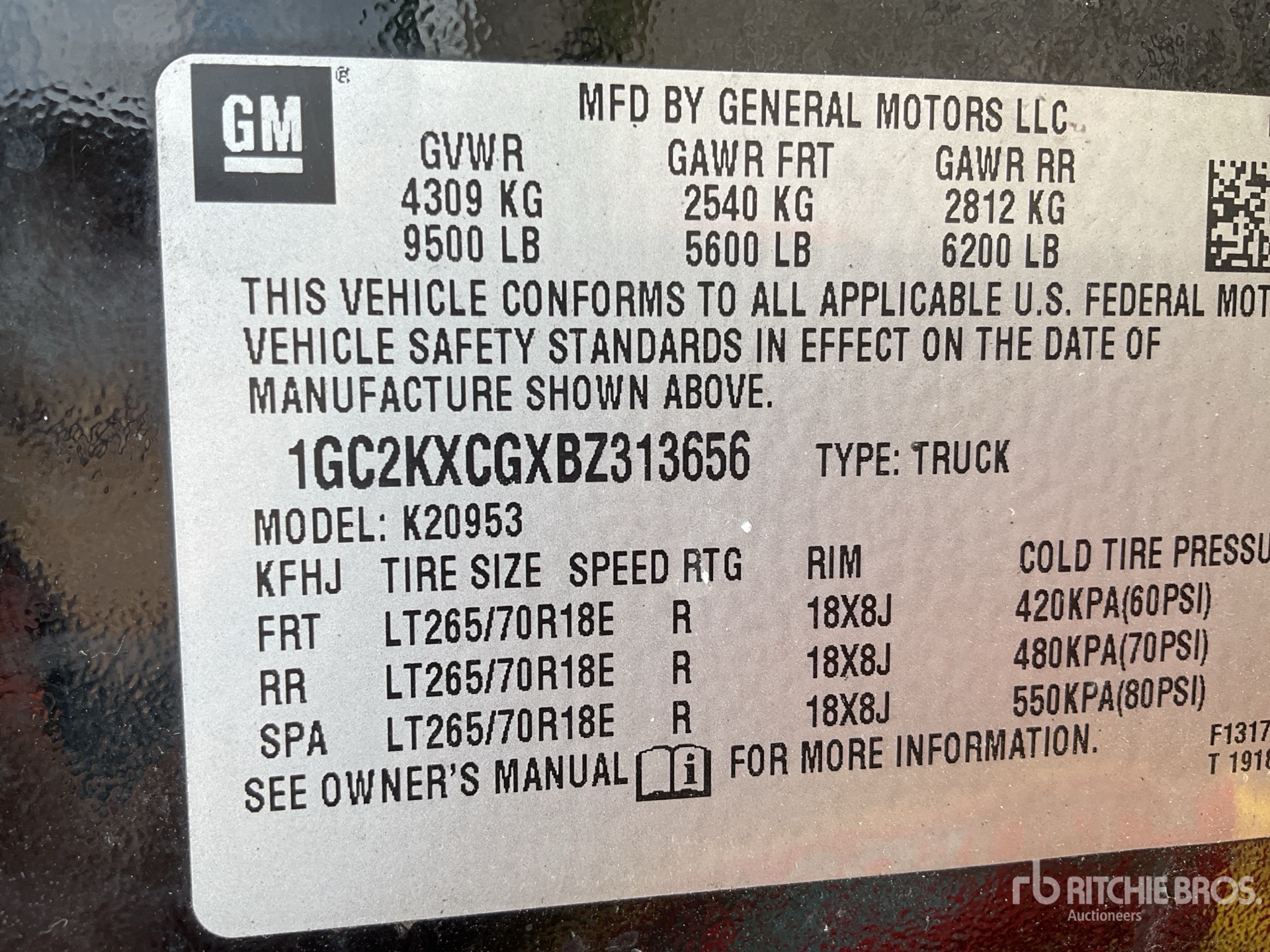 General Appearance with Serial Number / VIN