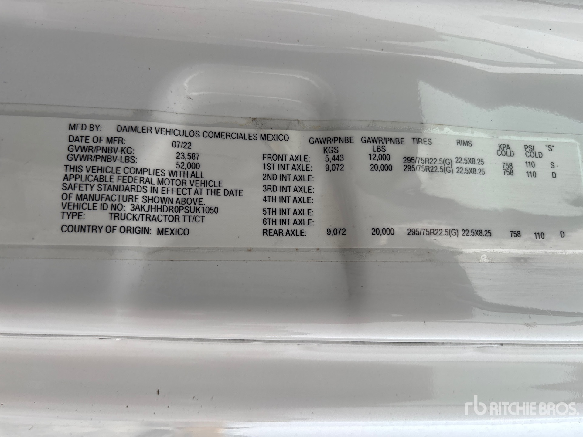 General Appearance with Serial Number / VIN