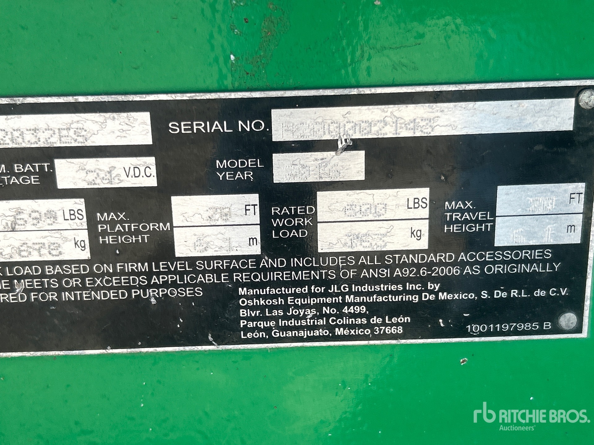 General Appearance with Serial Number / VIN