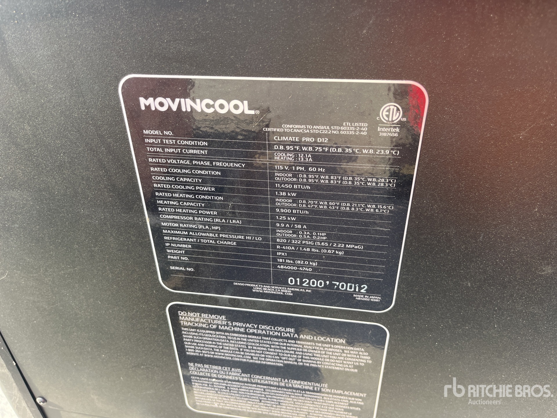 General Appearance with Serial Number / VIN