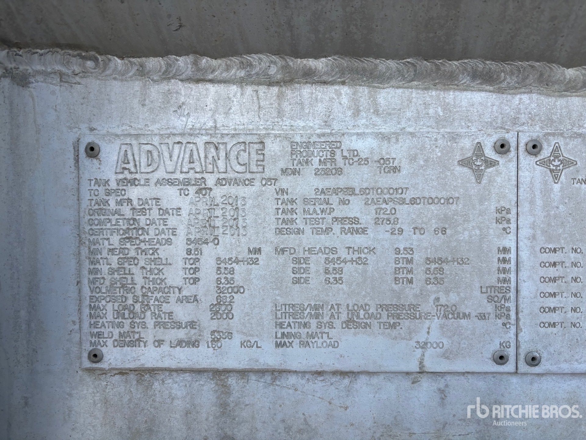 General Appearance with Serial Number / VIN