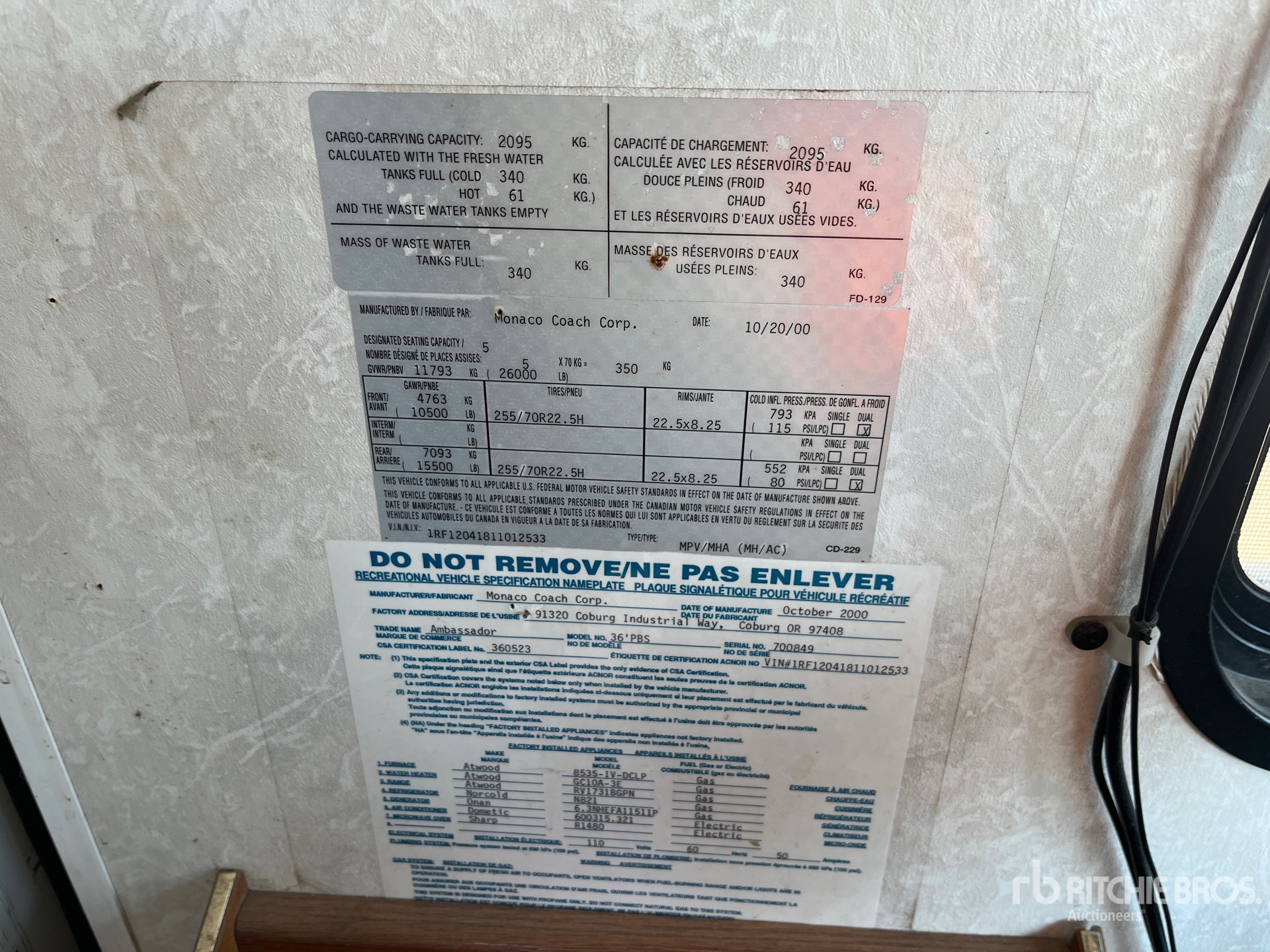 General Appearance with Serial Number / VIN