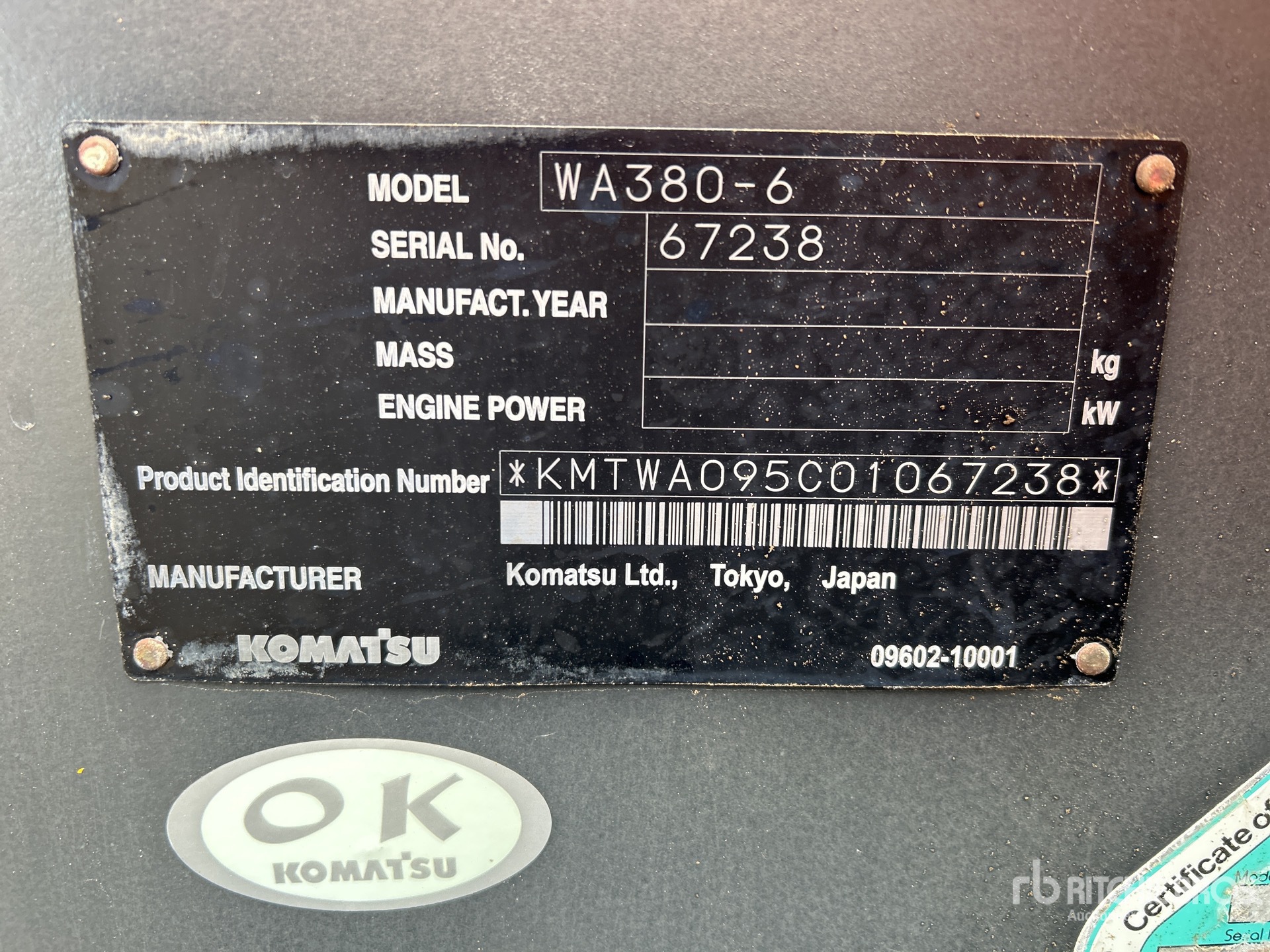 General Appearance with Serial Number / VIN