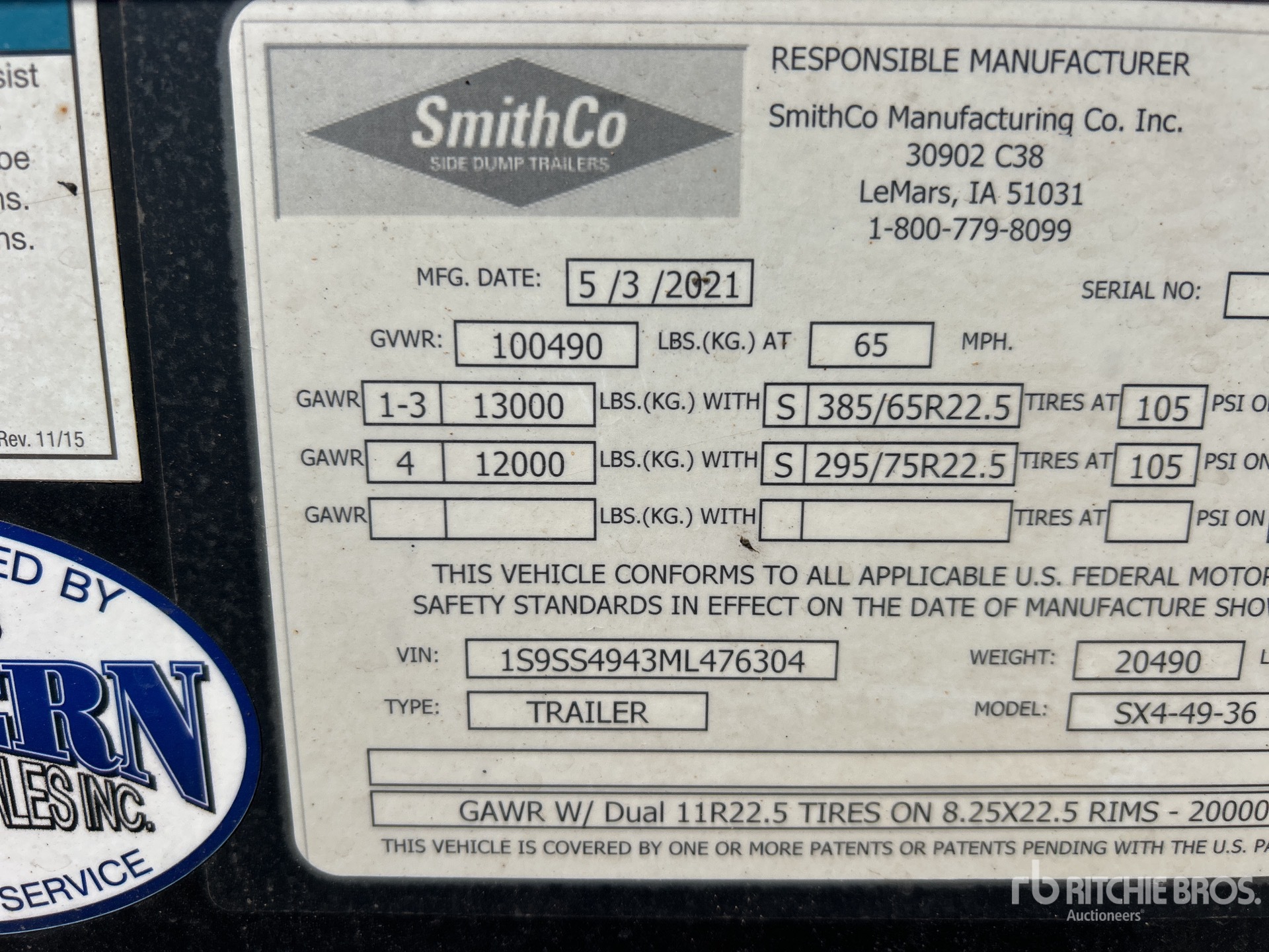 General Appearance with Serial Number / VIN
