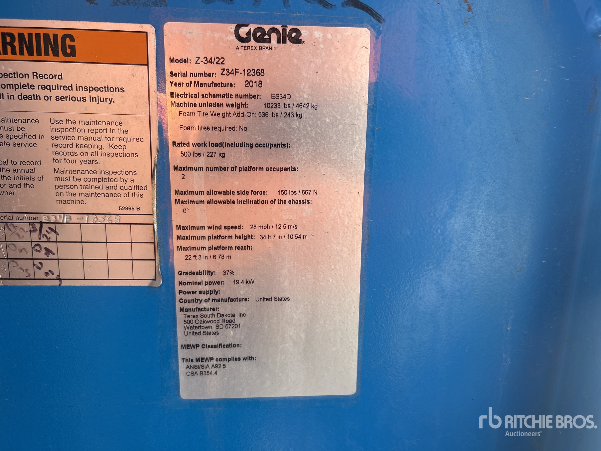 General Appearance with Serial Number / VIN