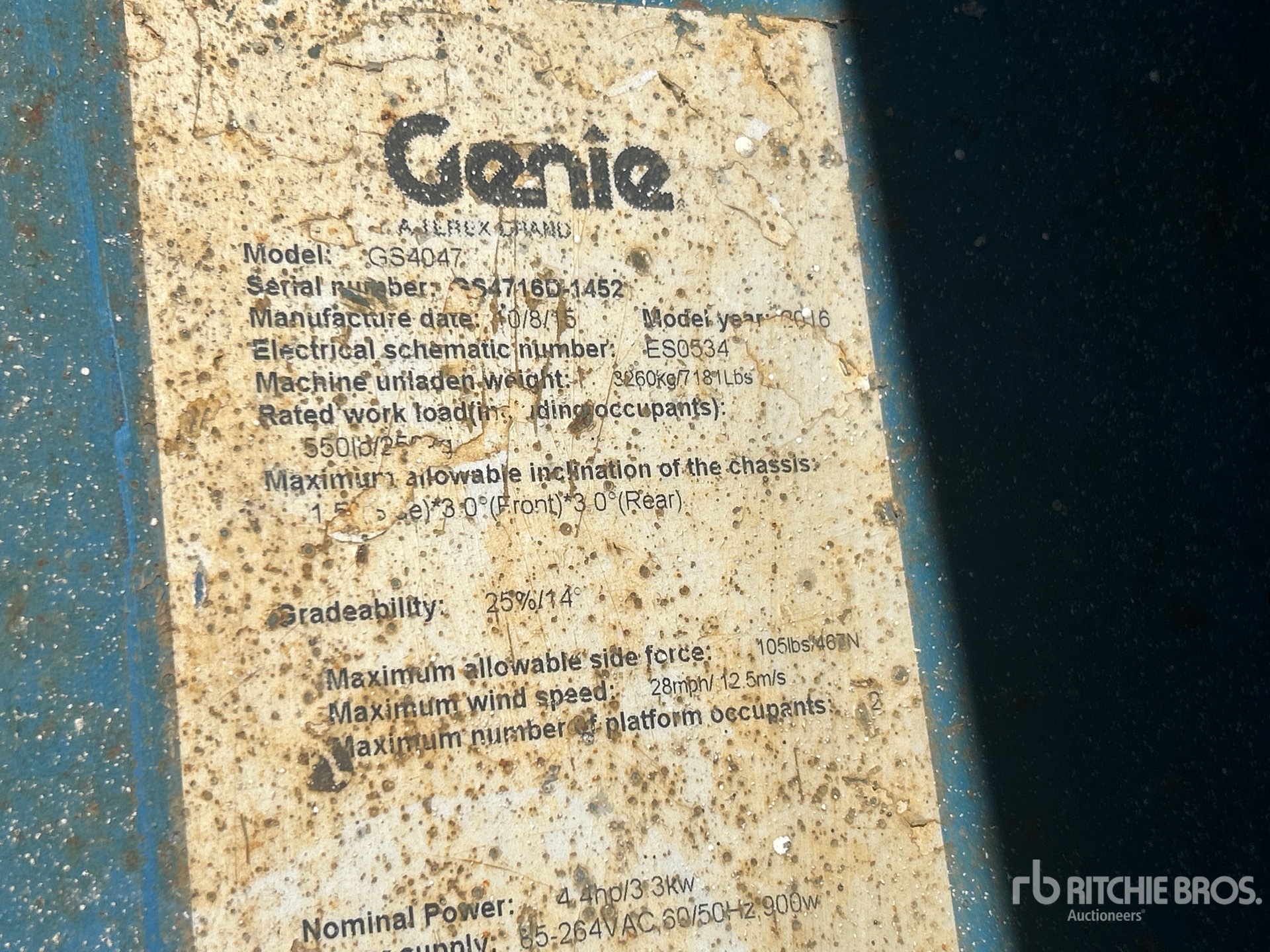 General Appearance with Serial Number / VIN