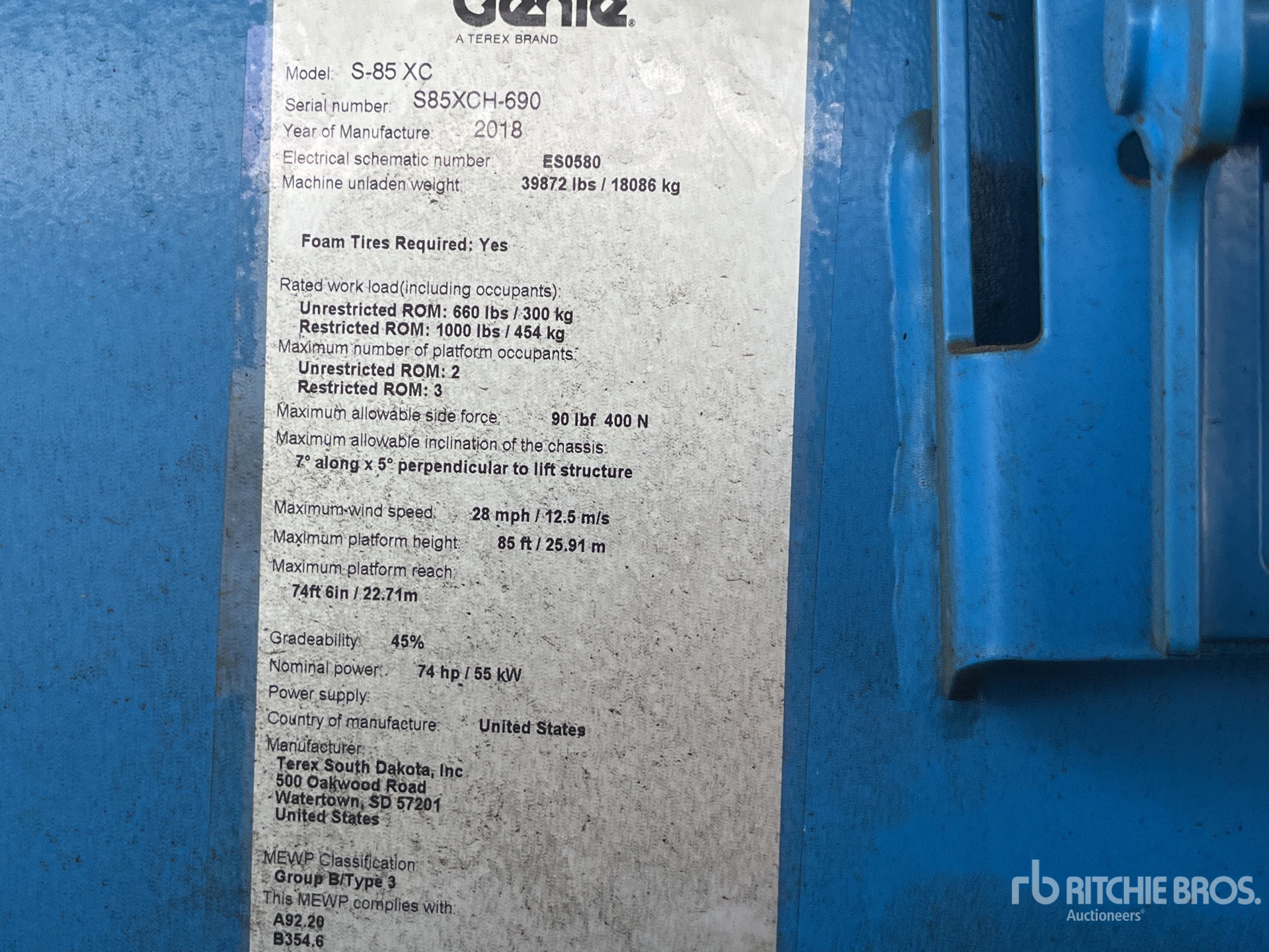 General Appearance with Serial Number / VIN