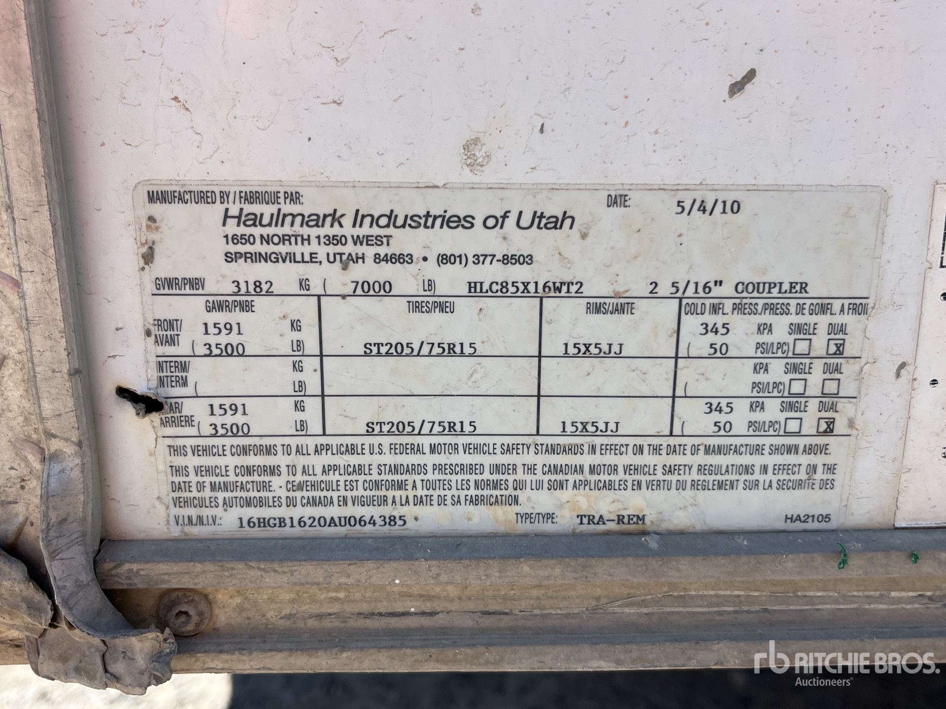 General Appearance with Serial Number / VIN