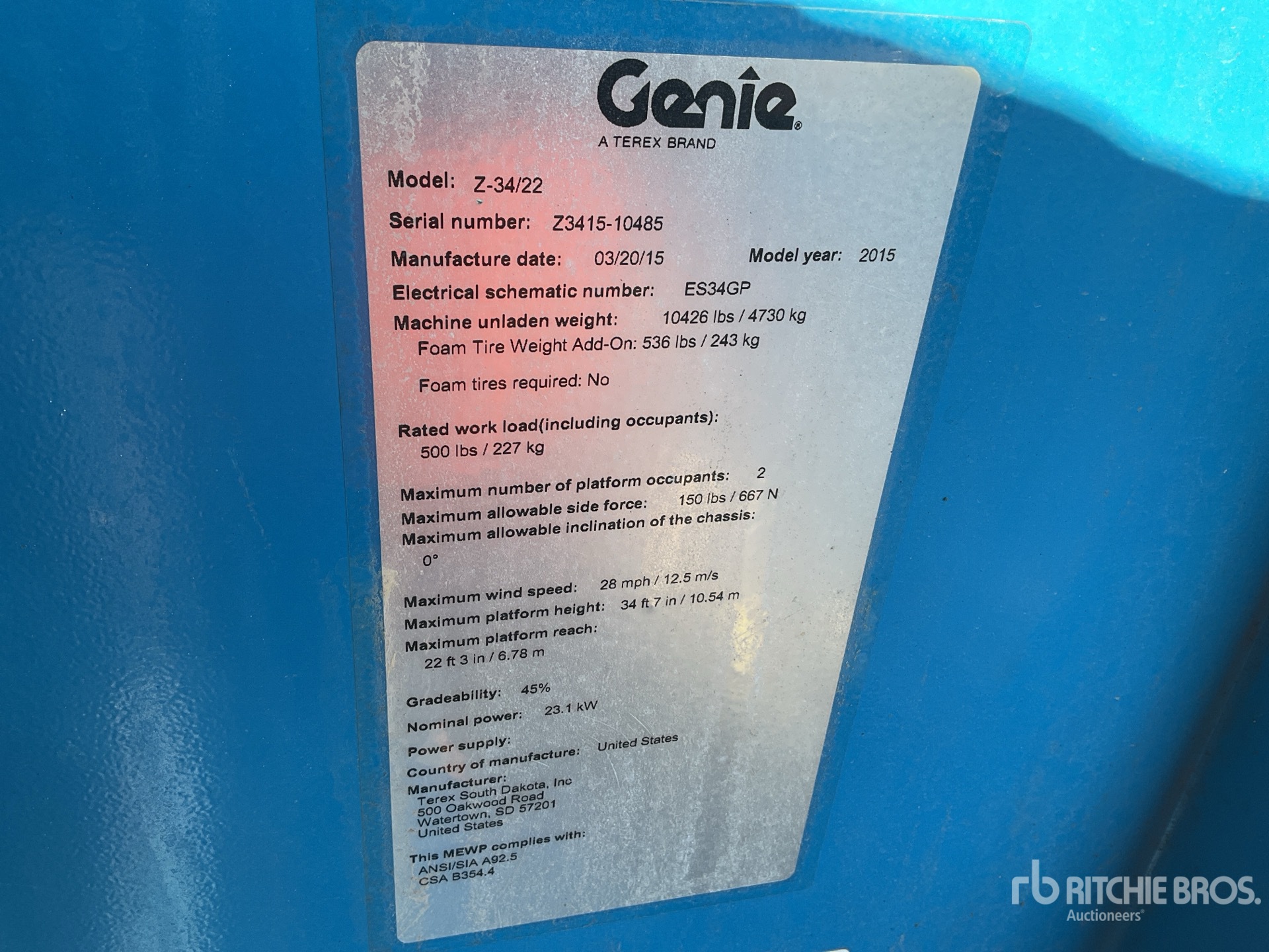 General Appearance with Serial Number / VIN