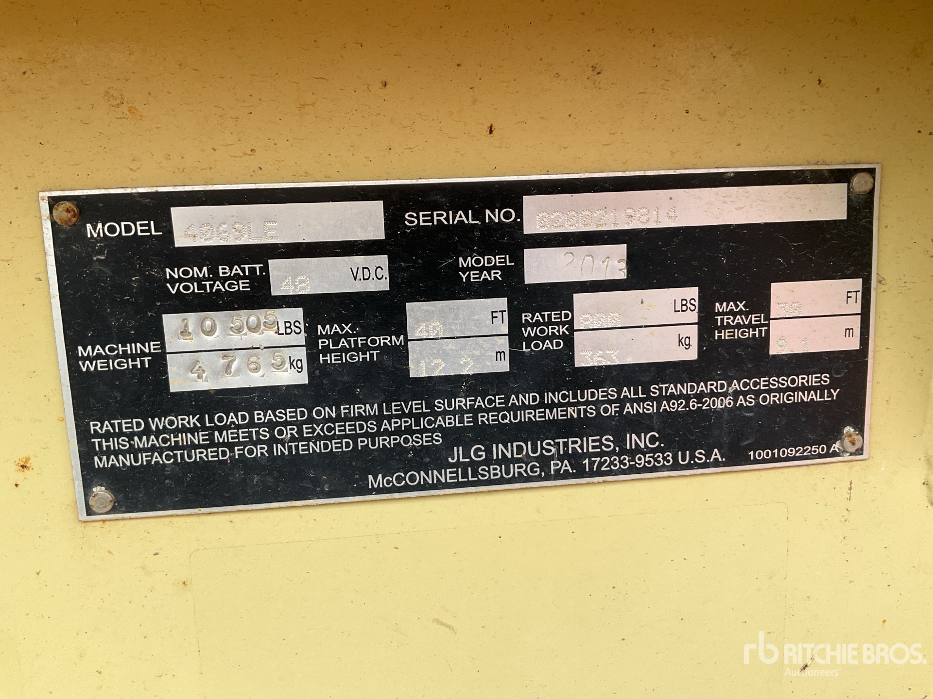 General Appearance with Serial Number / VIN