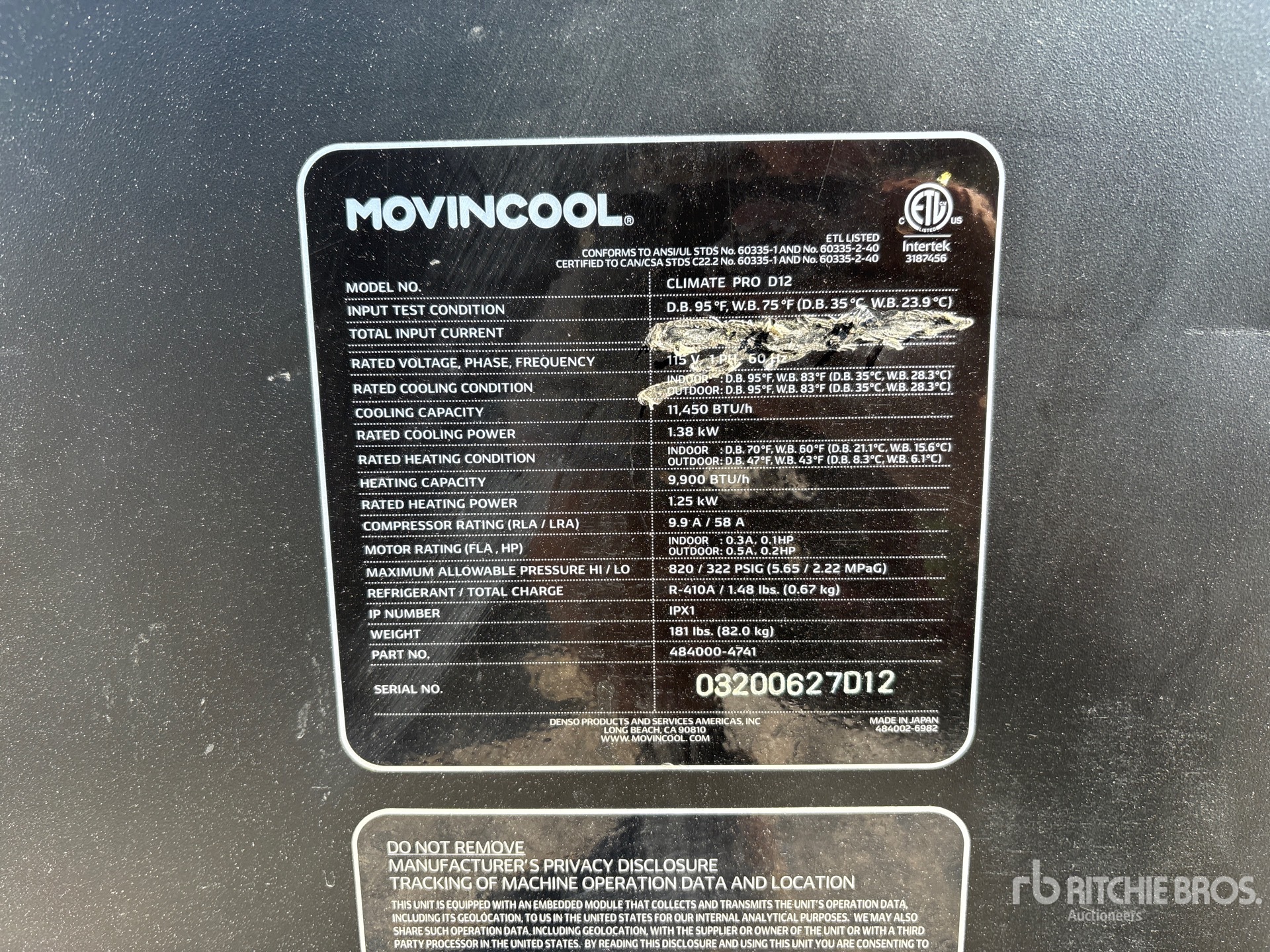 General Appearance with Serial Number / VIN