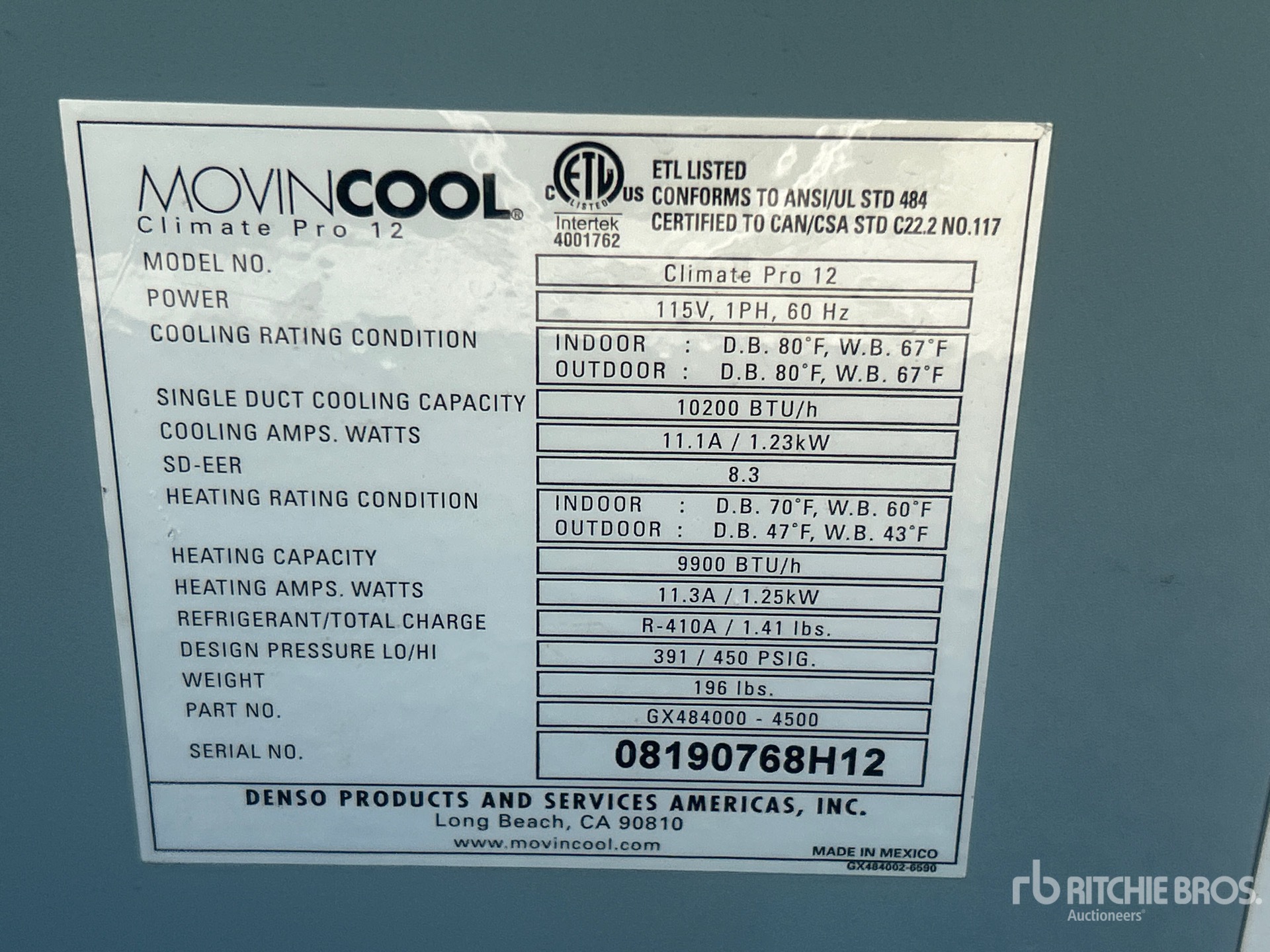 General Appearance with Serial Number / VIN
