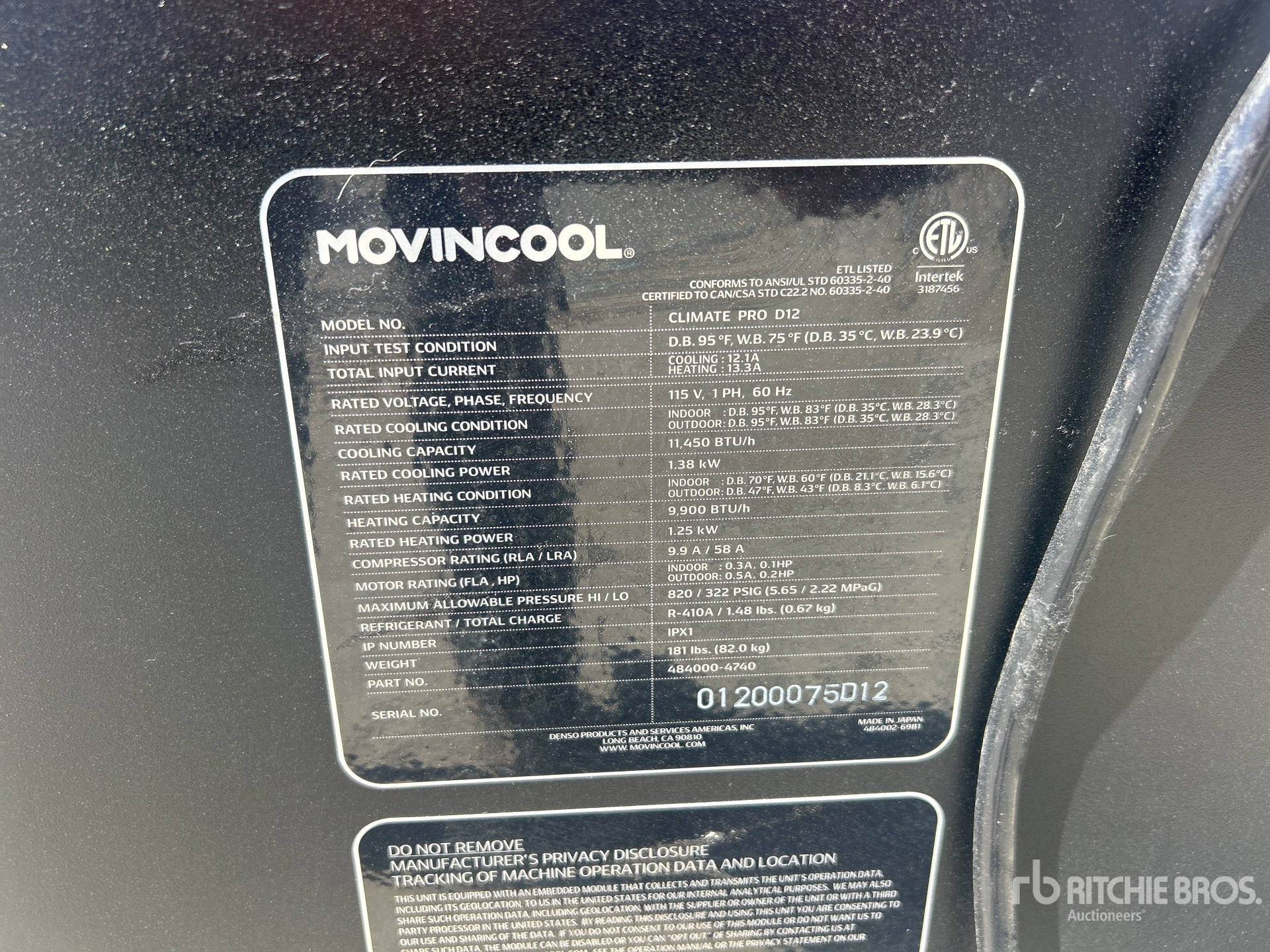 General Appearance with Serial Number / VIN