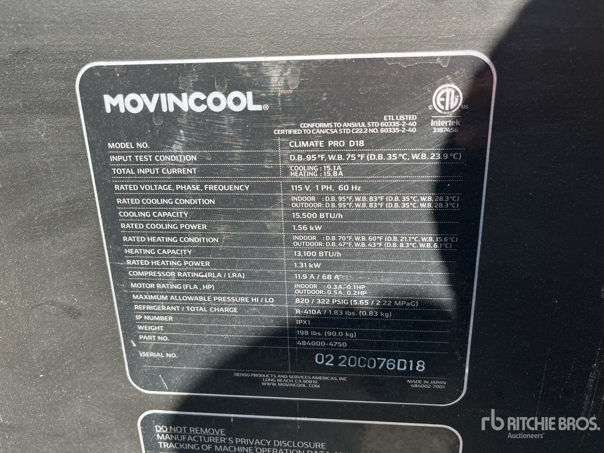 General Appearance with Serial Number / VIN