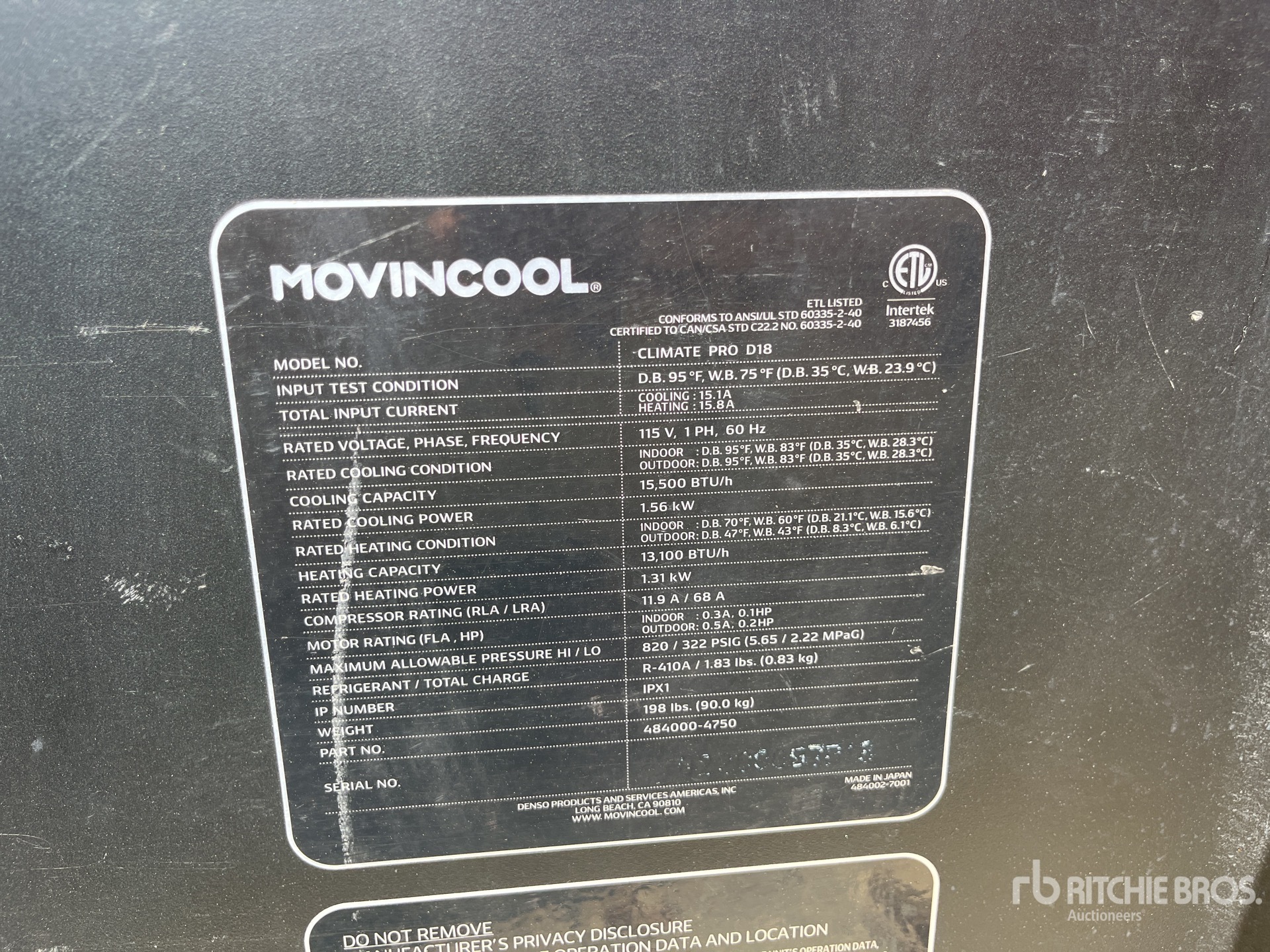 General Appearance with Serial Number / VIN