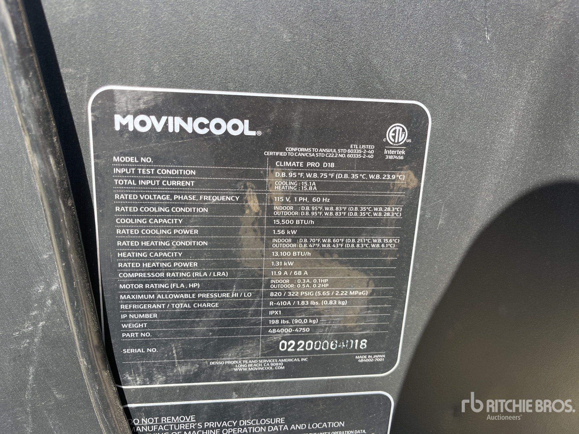 General Appearance with Serial Number / VIN