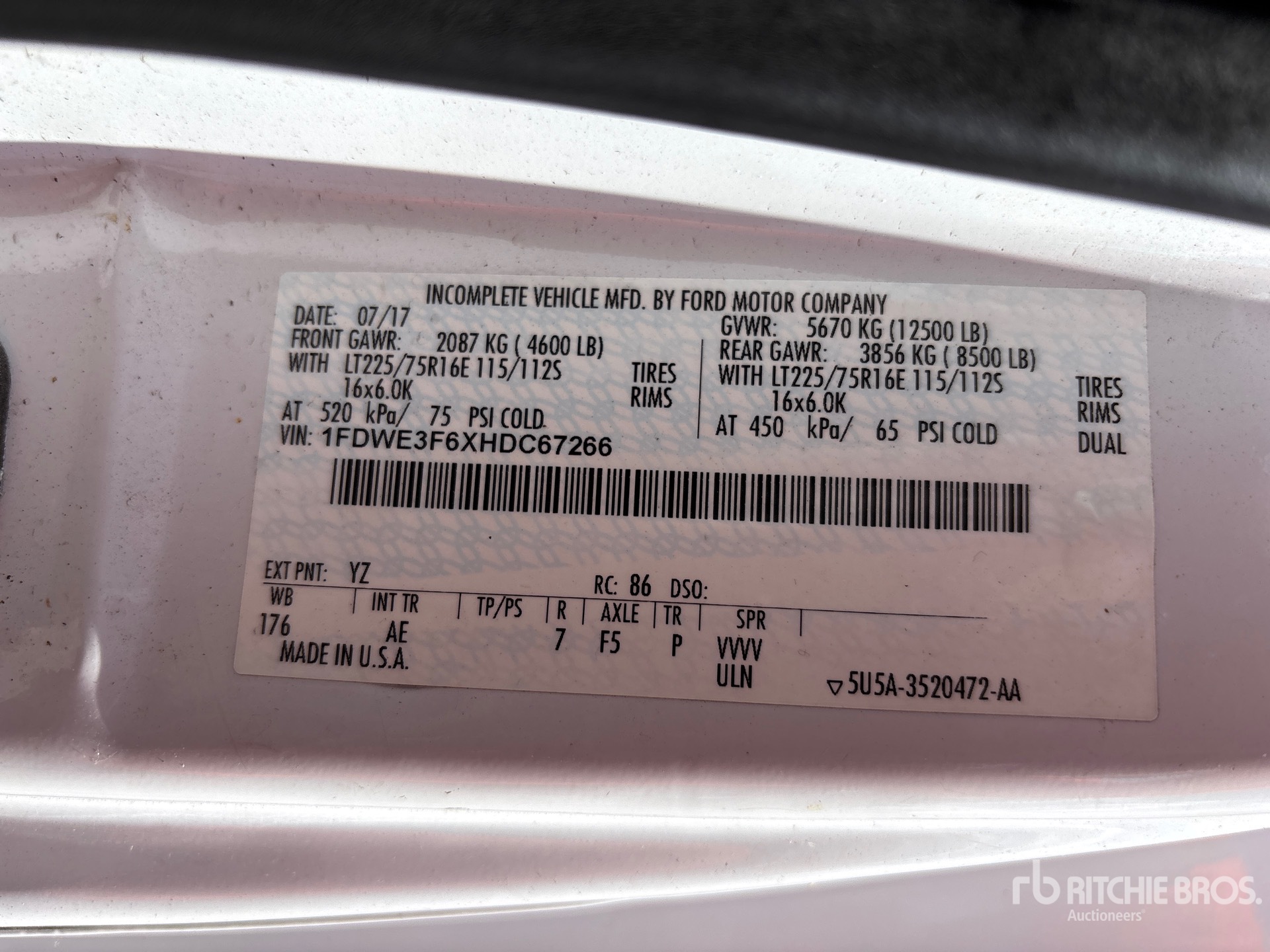 General Appearance with Serial Number / VIN