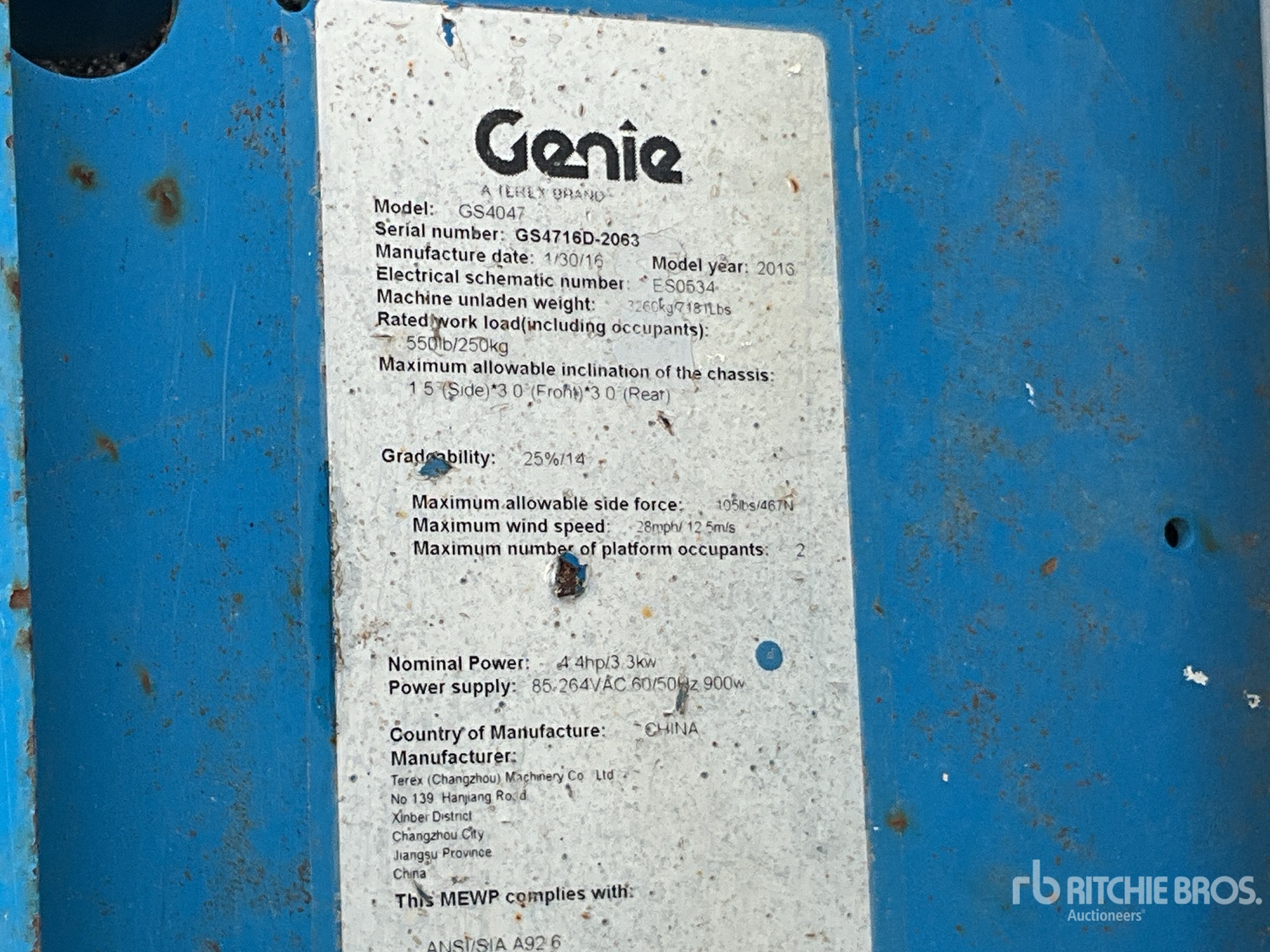 General Appearance with Serial Number / VIN