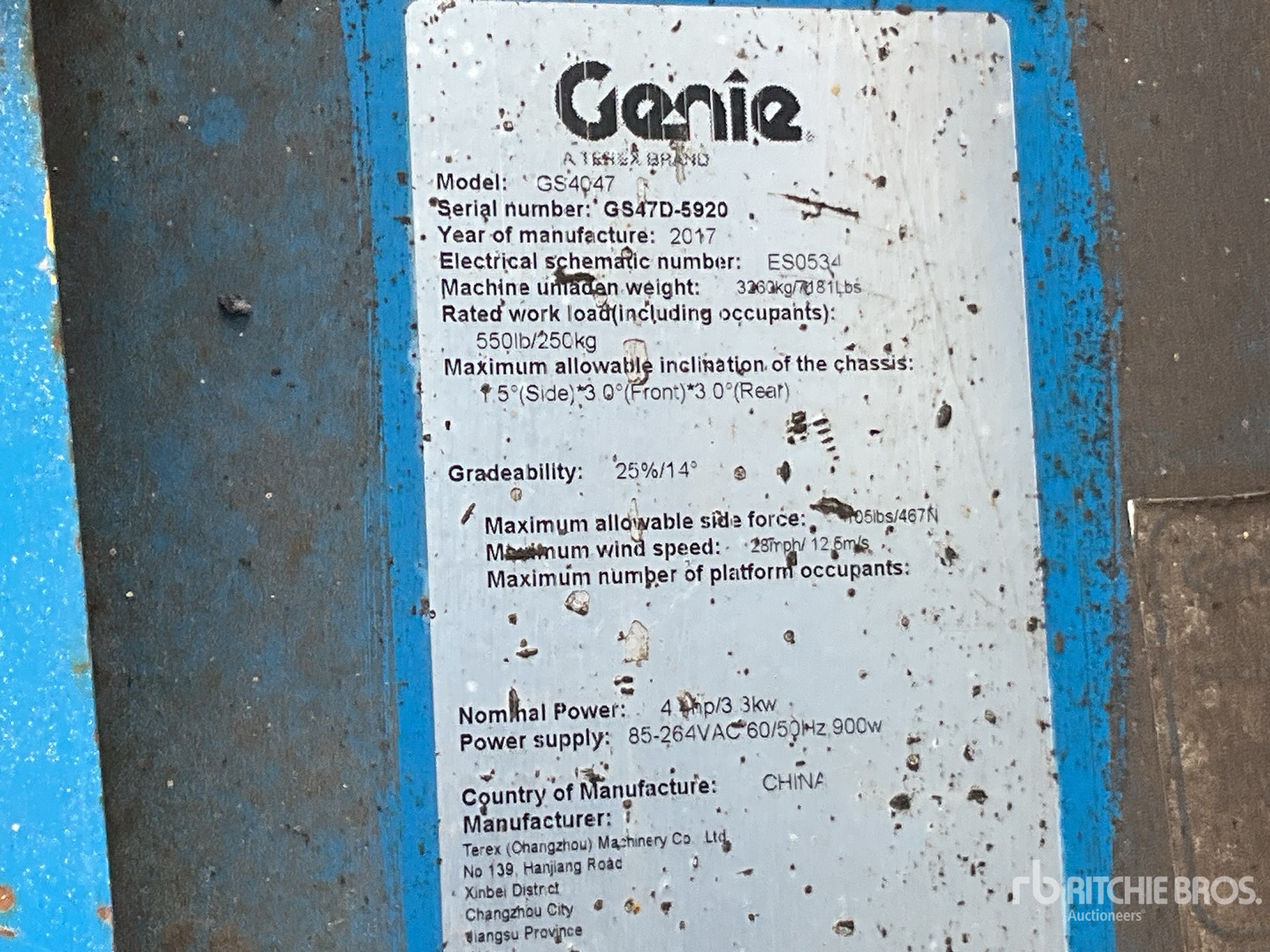 General Appearance with Serial Number / VIN