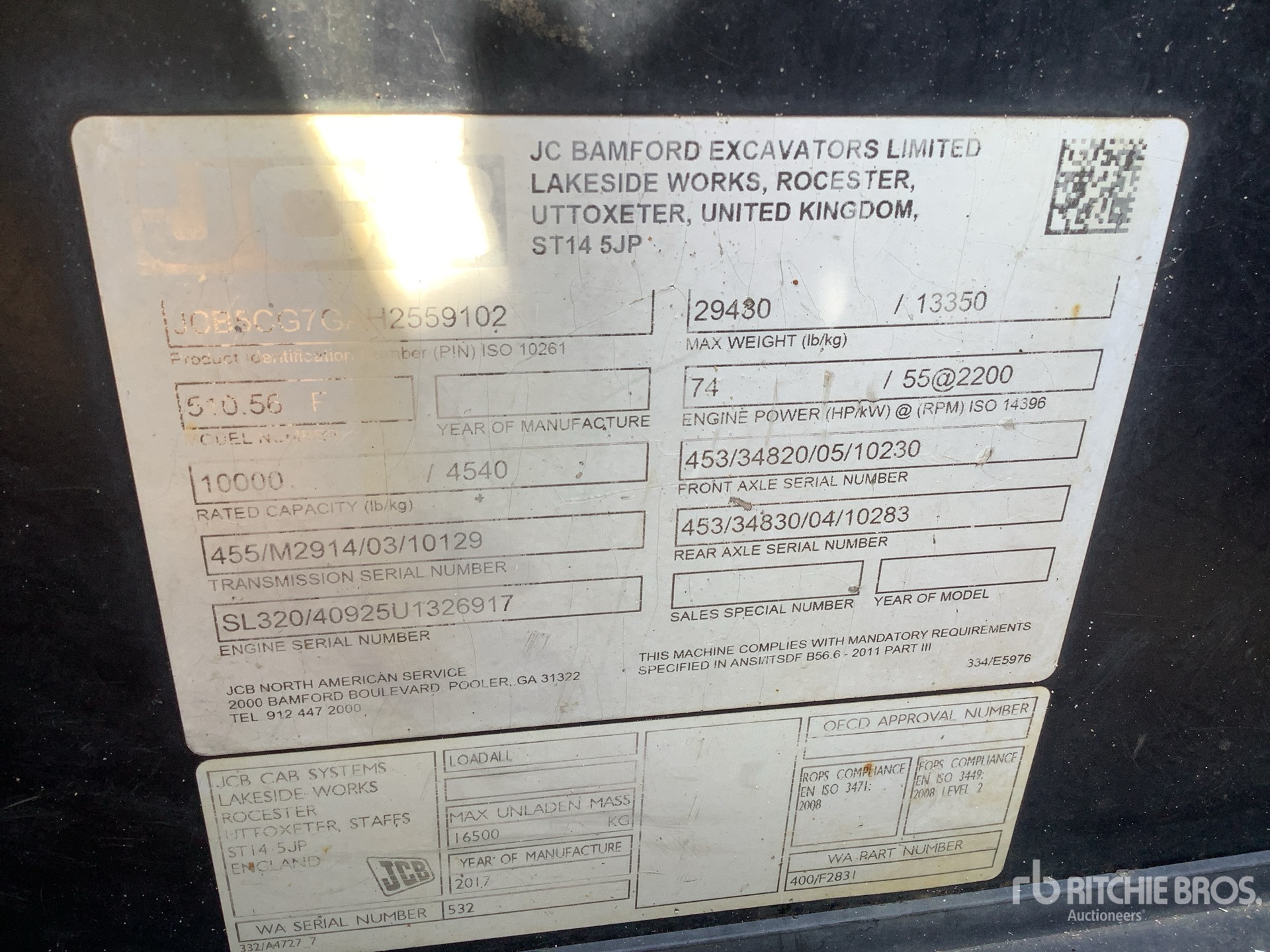 General Appearance with Serial Number / VIN