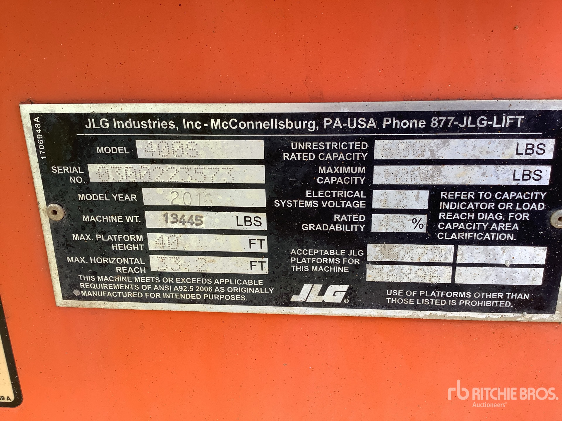 General Appearance with Serial Number / VIN