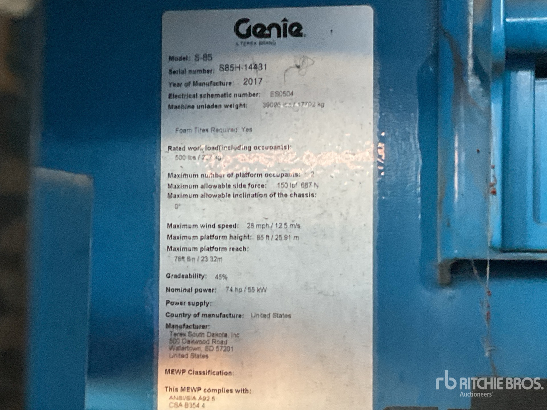 General Appearance with Serial Number / VIN