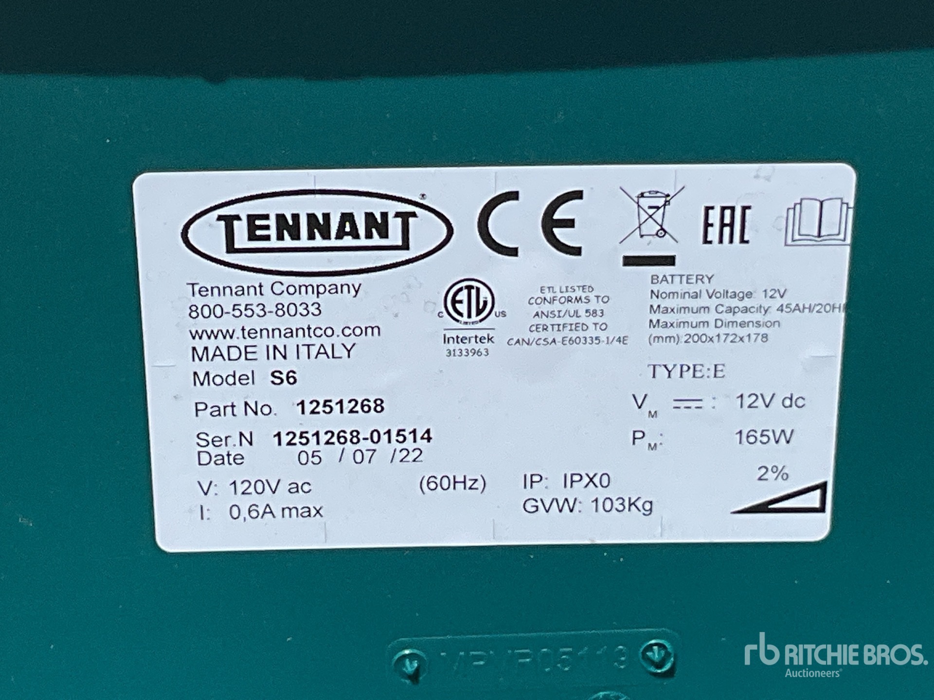 General Appearance with Serial Number / VIN