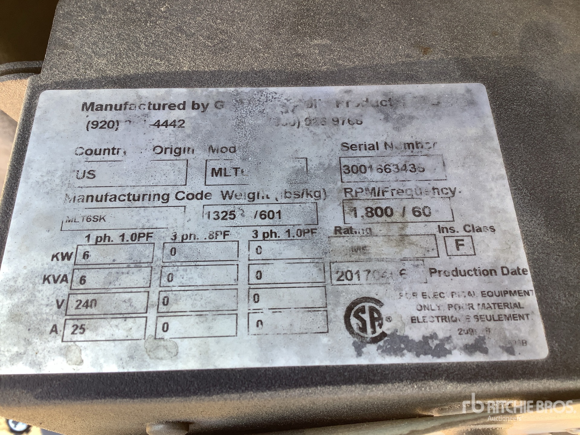 General Appearance with Serial Number / VIN