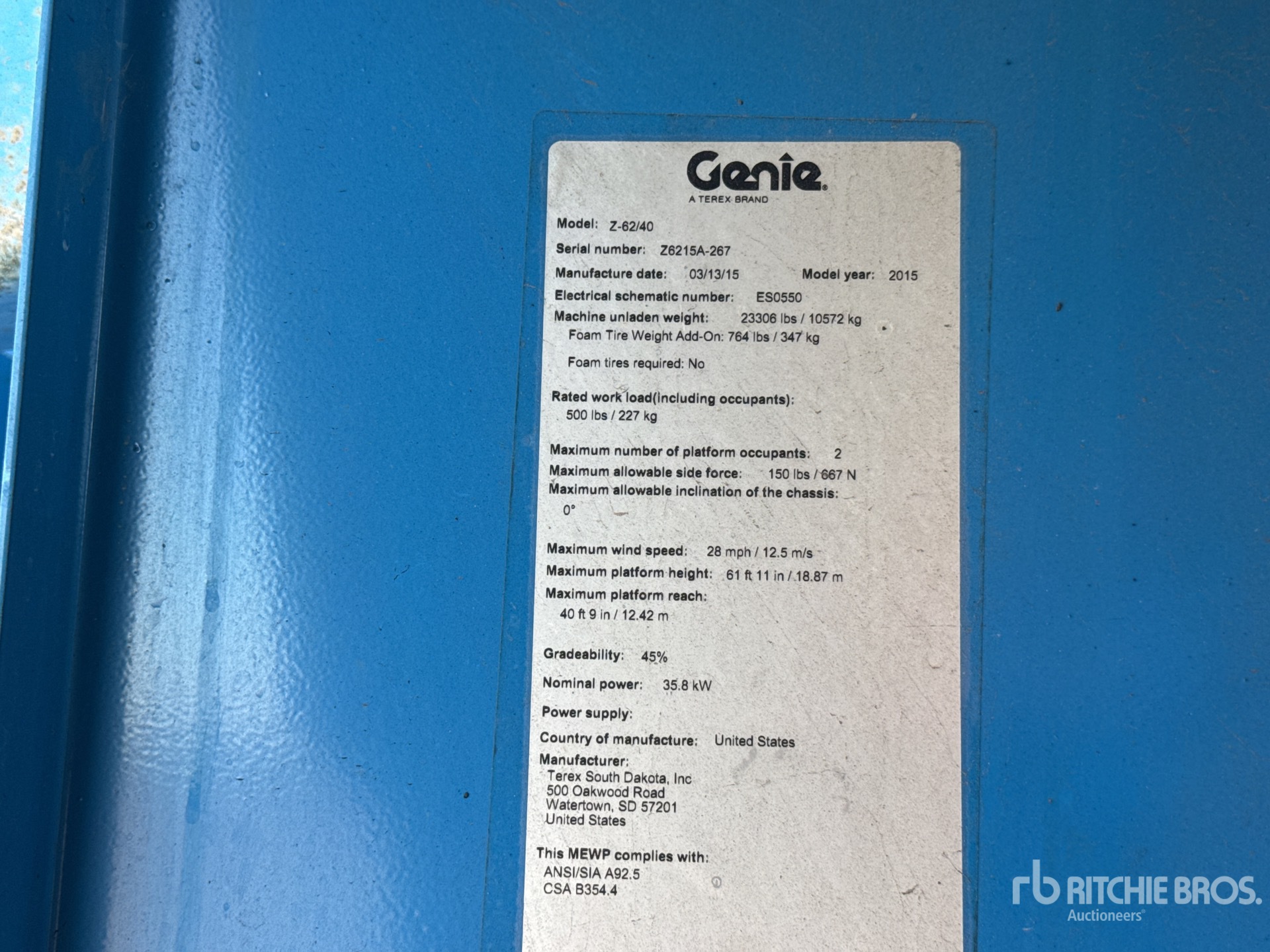 General Appearance with Serial Number / VIN