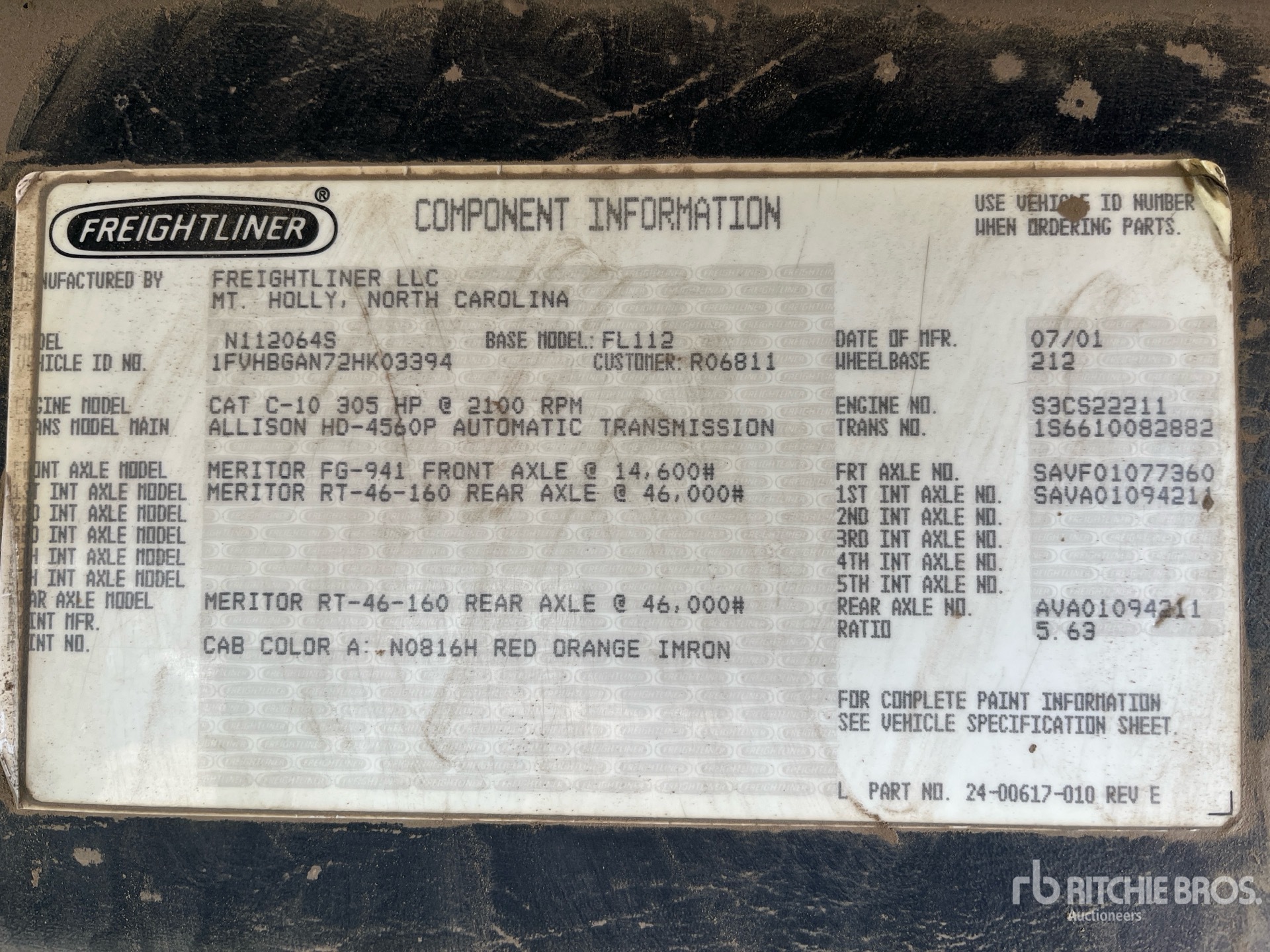 General Appearance with Serial Number / VIN